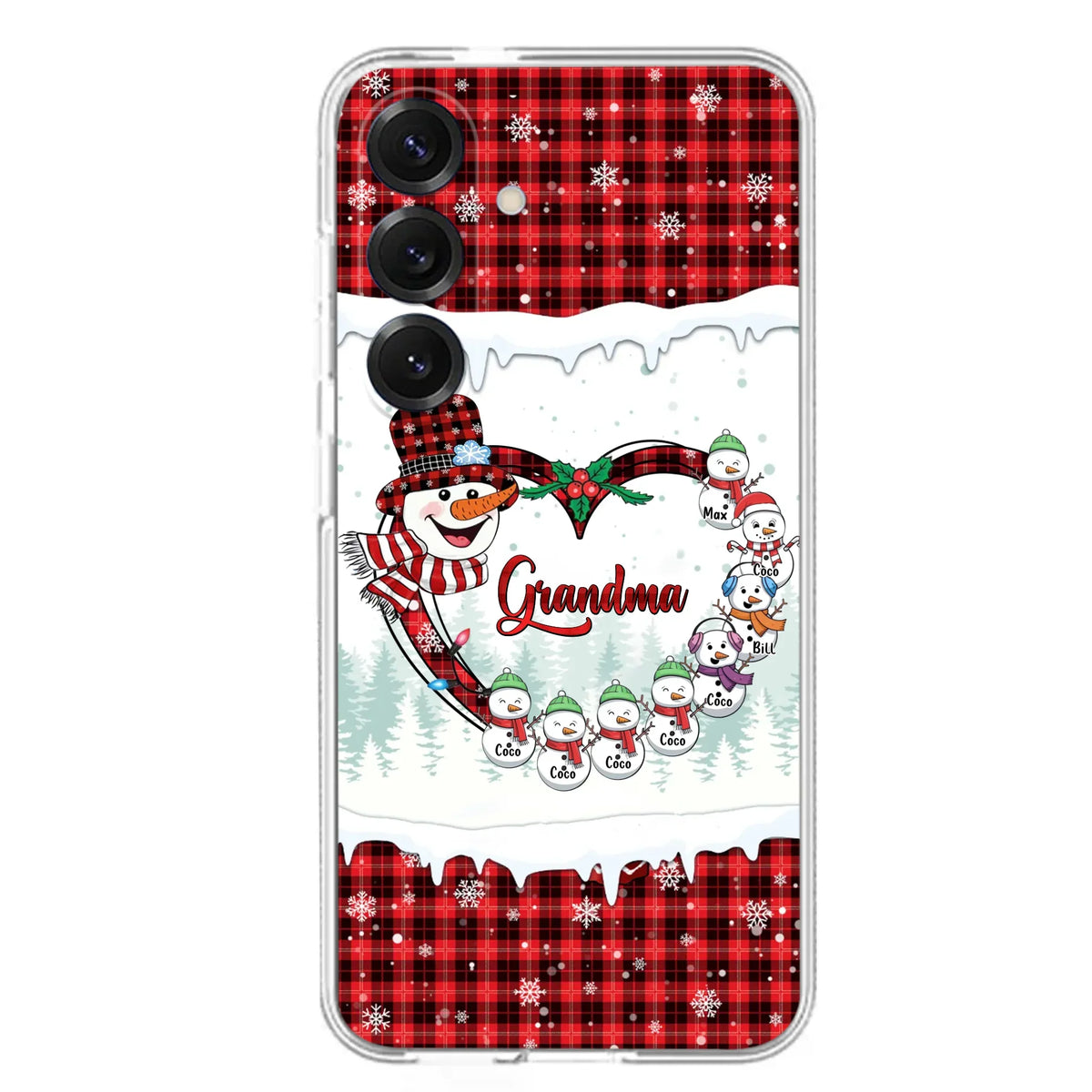 Custom Personalized Christmas Grandma Children Phone Case - Gift For Grandma/ Mom - Upto 8 Kids - Case For iPhone/ Samsung