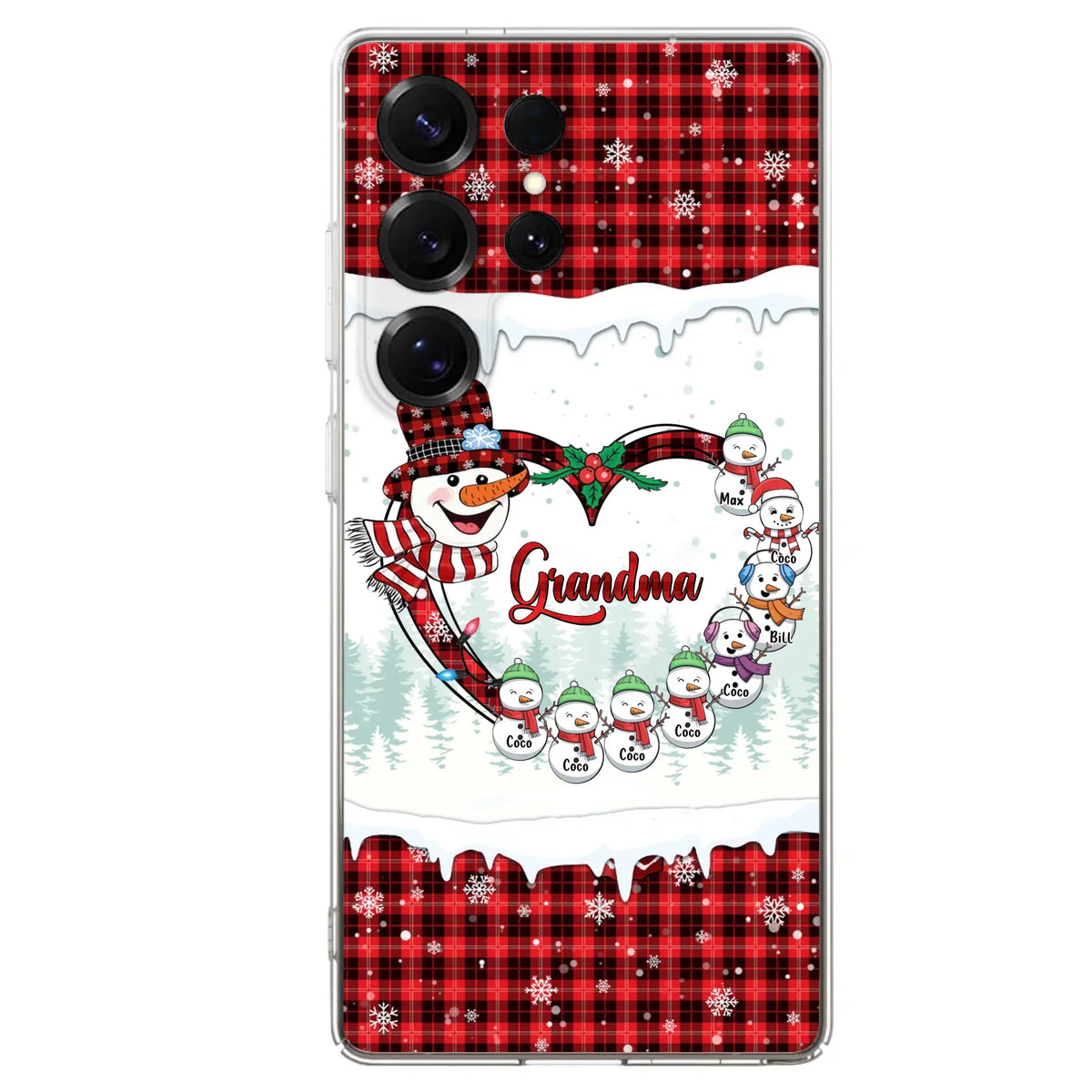 Custom Personalized Christmas Grandma Children Phone Case - Gift For Grandma/ Mom - Upto 8 Kids - Case For iPhone/ Samsung