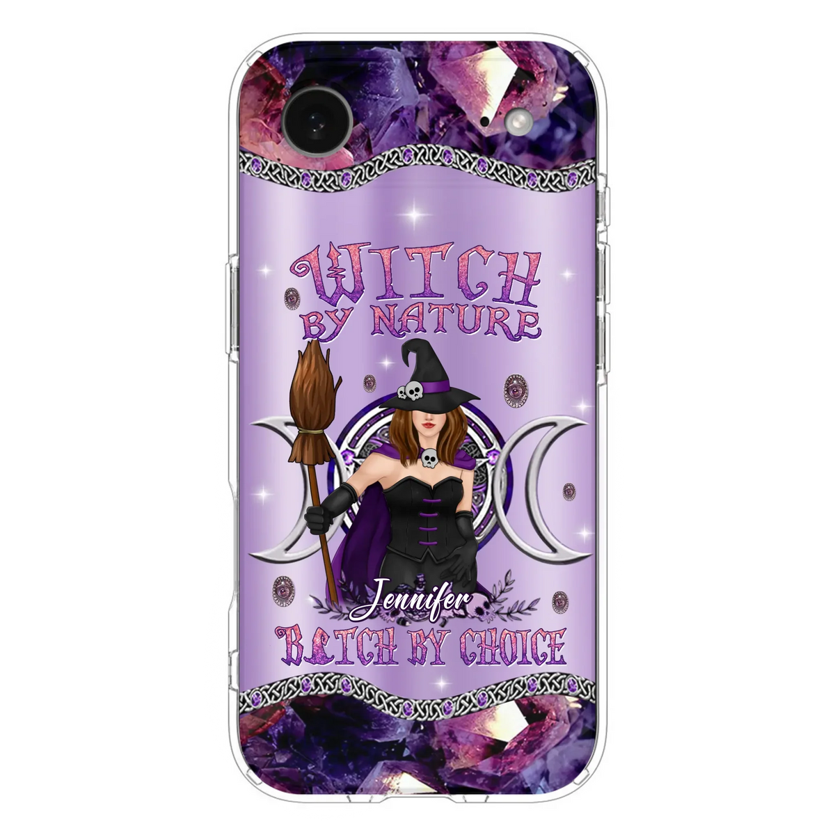 Custom Personalized Sparkling Witch Phone Case - Halloween Gift Idea - Witch By Birth - Case For iPhone/ Samsung