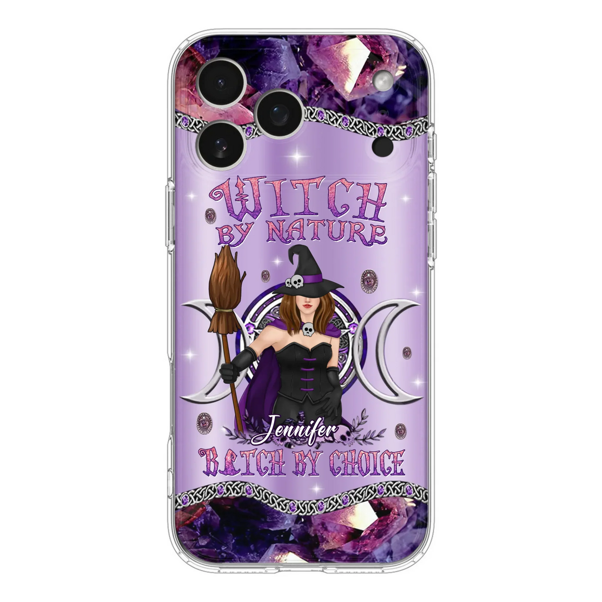 Custom Personalized Sparkling Witch Phone Case - Halloween Gift Idea - Witch By Birth - Case For iPhone/ Samsung