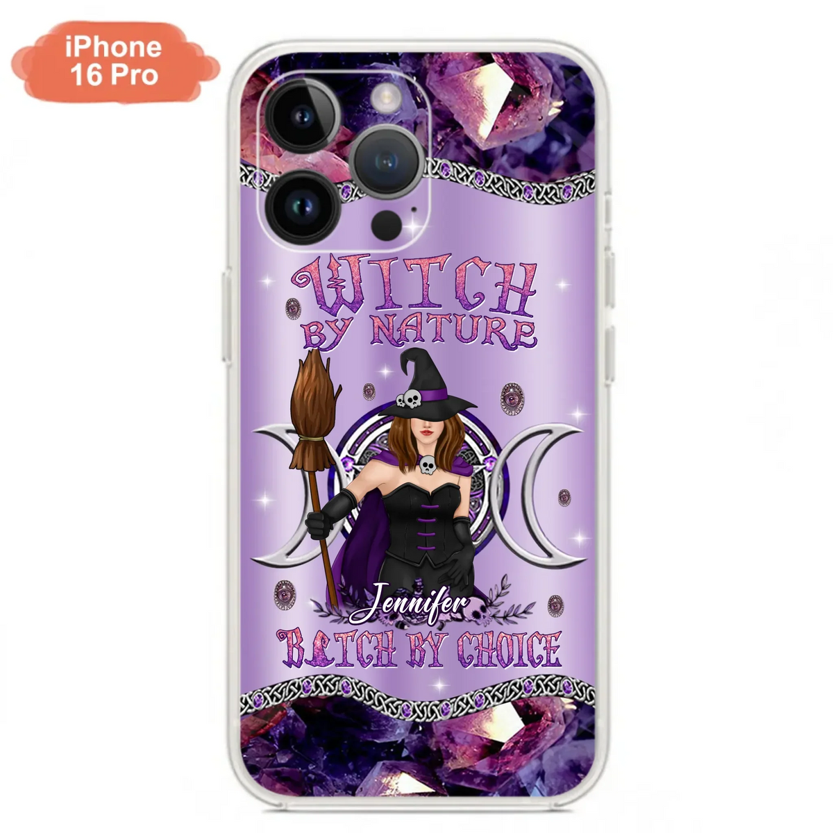 Custom Personalized Sparkling Witch Phone Case - Halloween Gift Idea - Witch By Birth - Case For iPhone/ Samsung