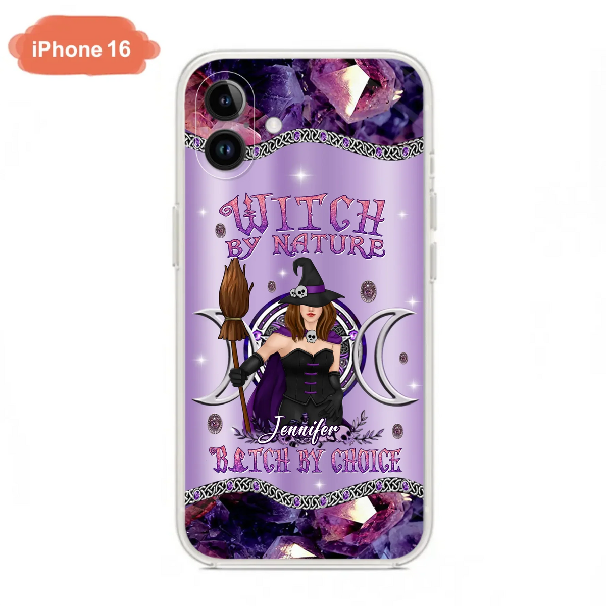 Custom Personalized Sparkling Witch Phone Case - Halloween Gift Idea - Witch By Birth - Case For iPhone/ Samsung