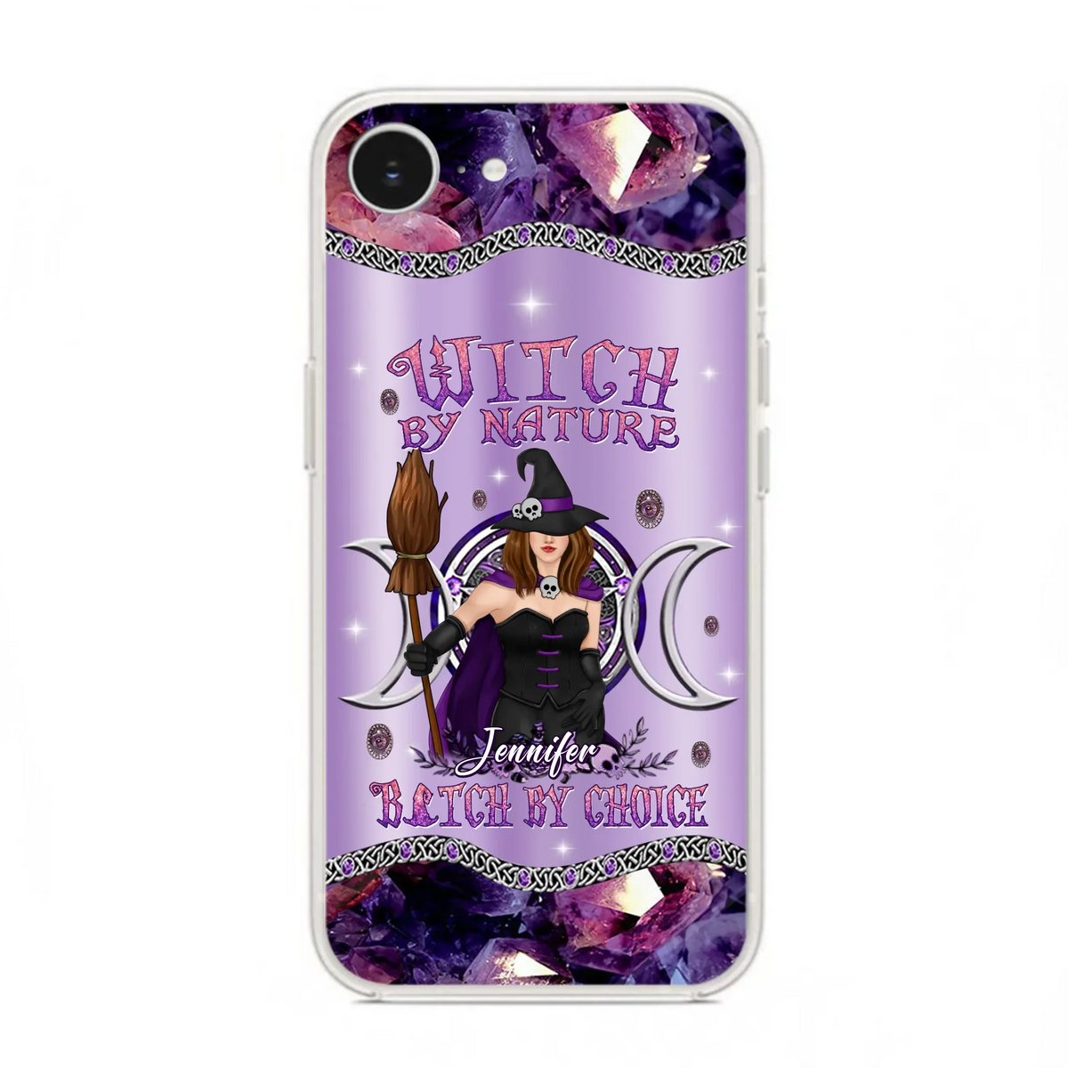 Custom Personalized Sparkling Witch Phone Case - Halloween Gift Idea - Witch By Birth - Case For iPhone/ Samsung