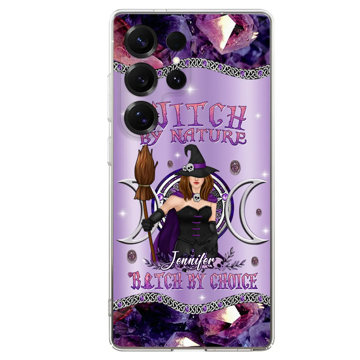 Custom Personalized Sparkling Witch Phone Case - Halloween Gift Idea - Witch By Birth - Case For iPhone/ Samsung
