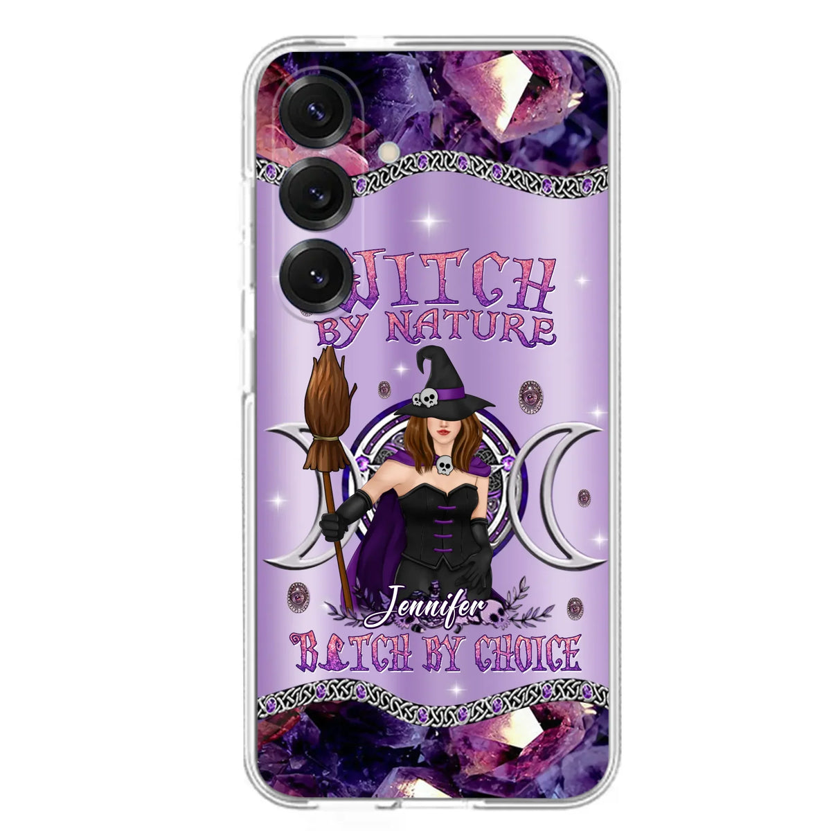 Custom Personalized Sparkling Witch Phone Case - Halloween Gift Idea - Witch By Birth - Case For iPhone/ Samsung