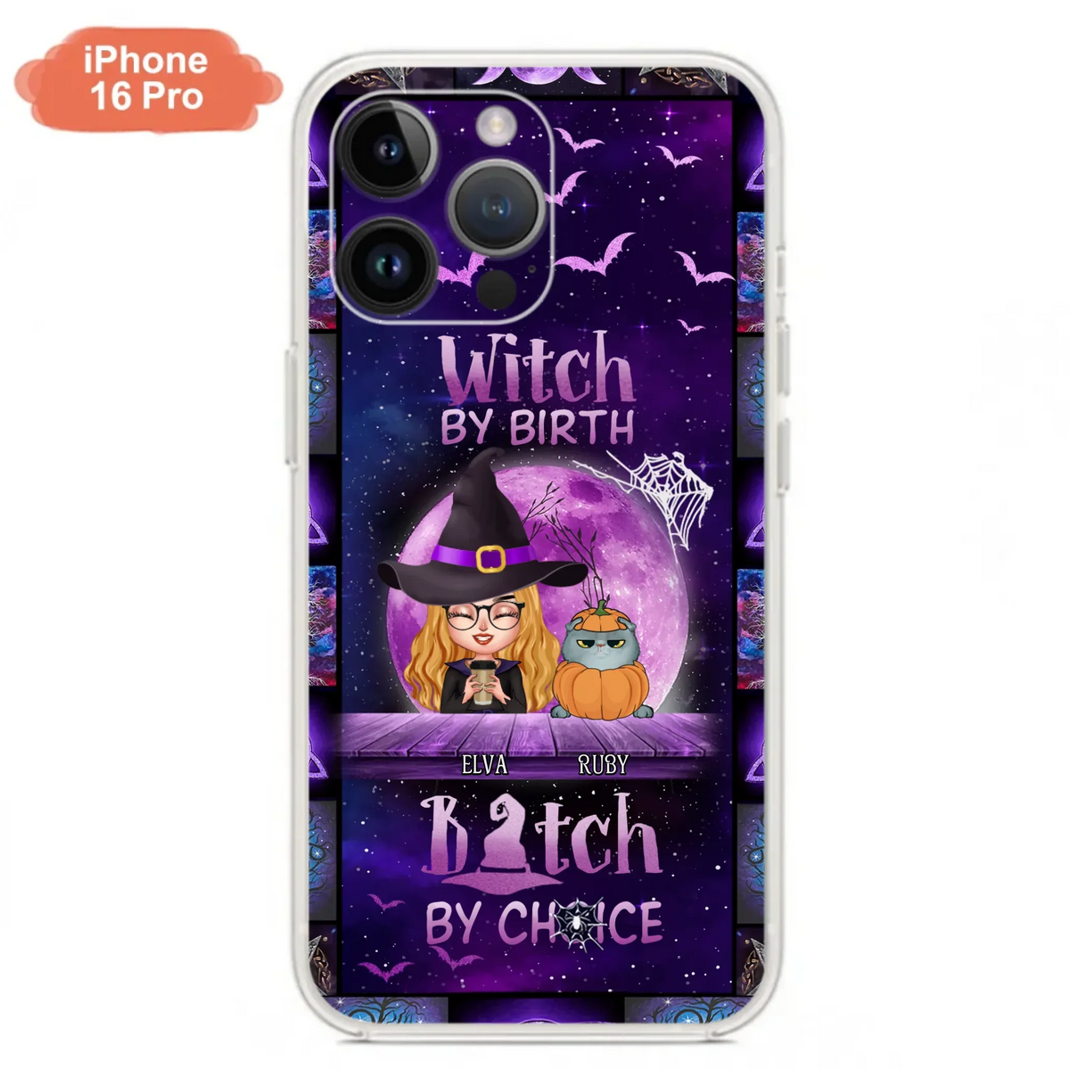 Custom Personalized Witch Phone Case - Gift Idea For Witch/ Dog/ Cat Lover - Upto 5 Pets - Witch By Birth - Case For iPhone/ Samsung