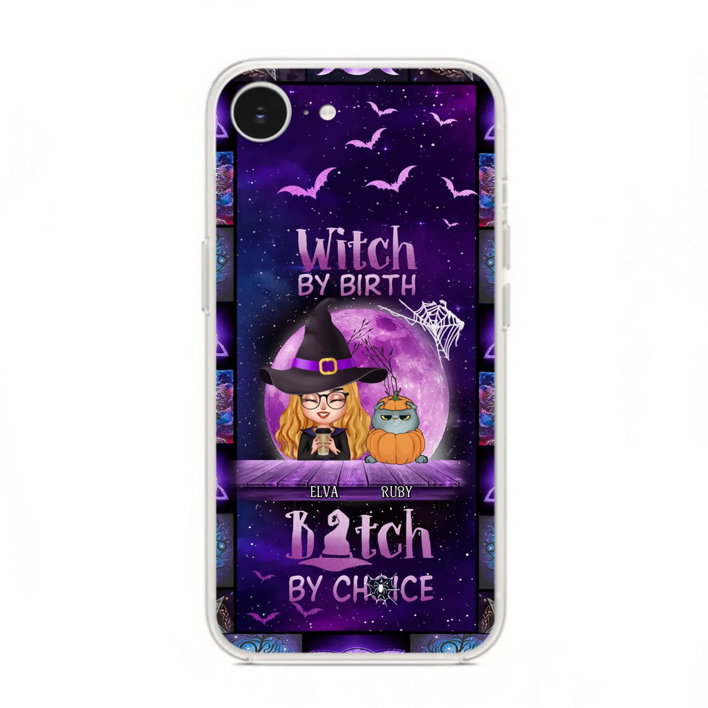 Custom Personalized Witch Phone Case - Gift Idea For Witch/ Dog/ Cat Lover - Upto 5 Pets - Witch By Birth - Case For iPhone/ Samsung