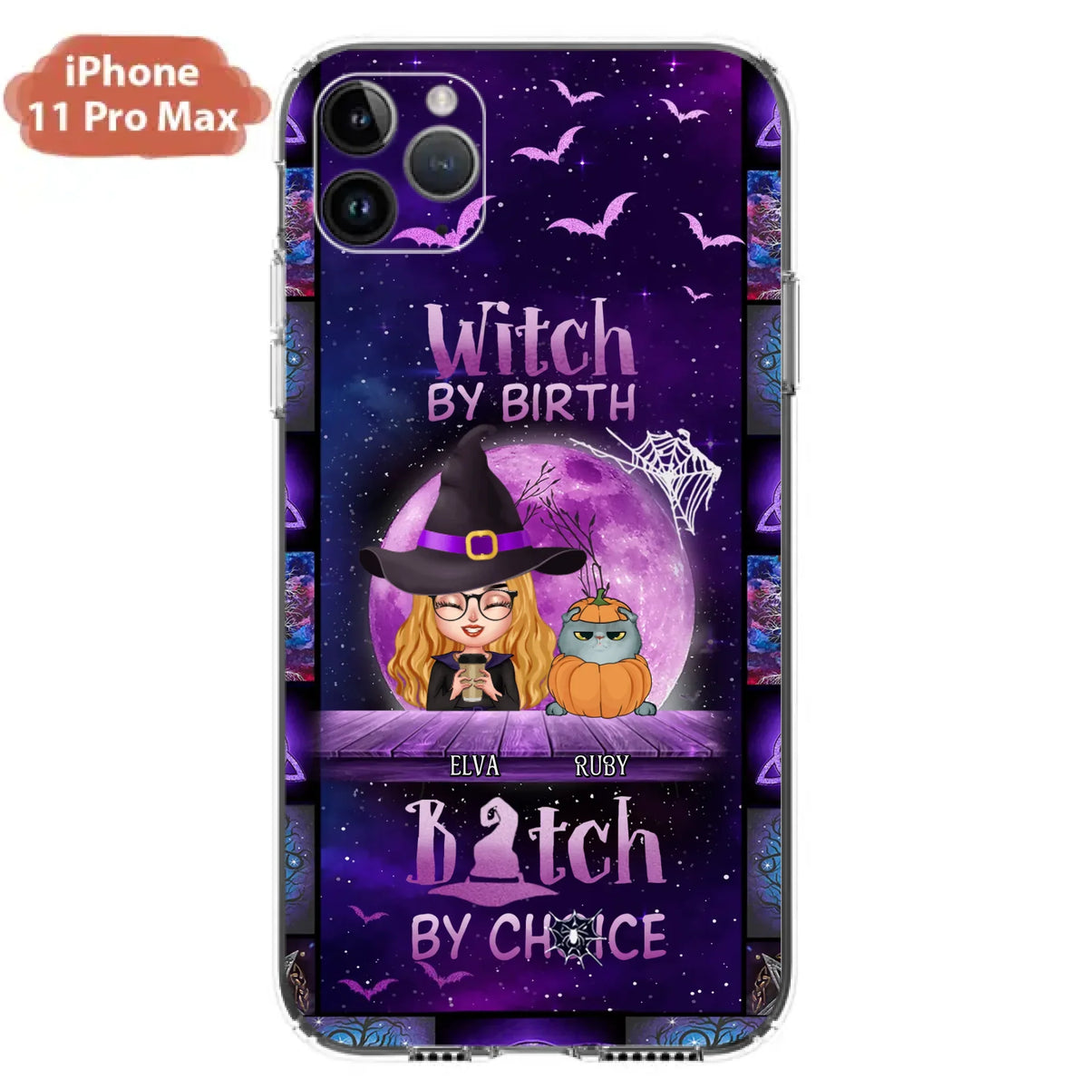 Custom Personalized Witch Phone Case - Gift Idea For Witch/ Dog/ Cat Lover - Upto 5 Pets - Witch By Birth - Case For iPhone/ Samsung
