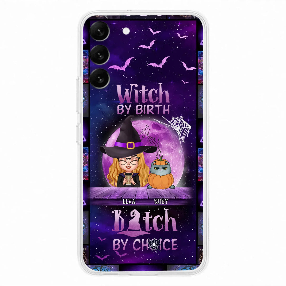 Custom Personalized Witch Phone Case - Gift Idea For Witch/ Dog/ Cat Lover - Upto 5 Pets - Witch By Birth - Case For iPhone/ Samsung