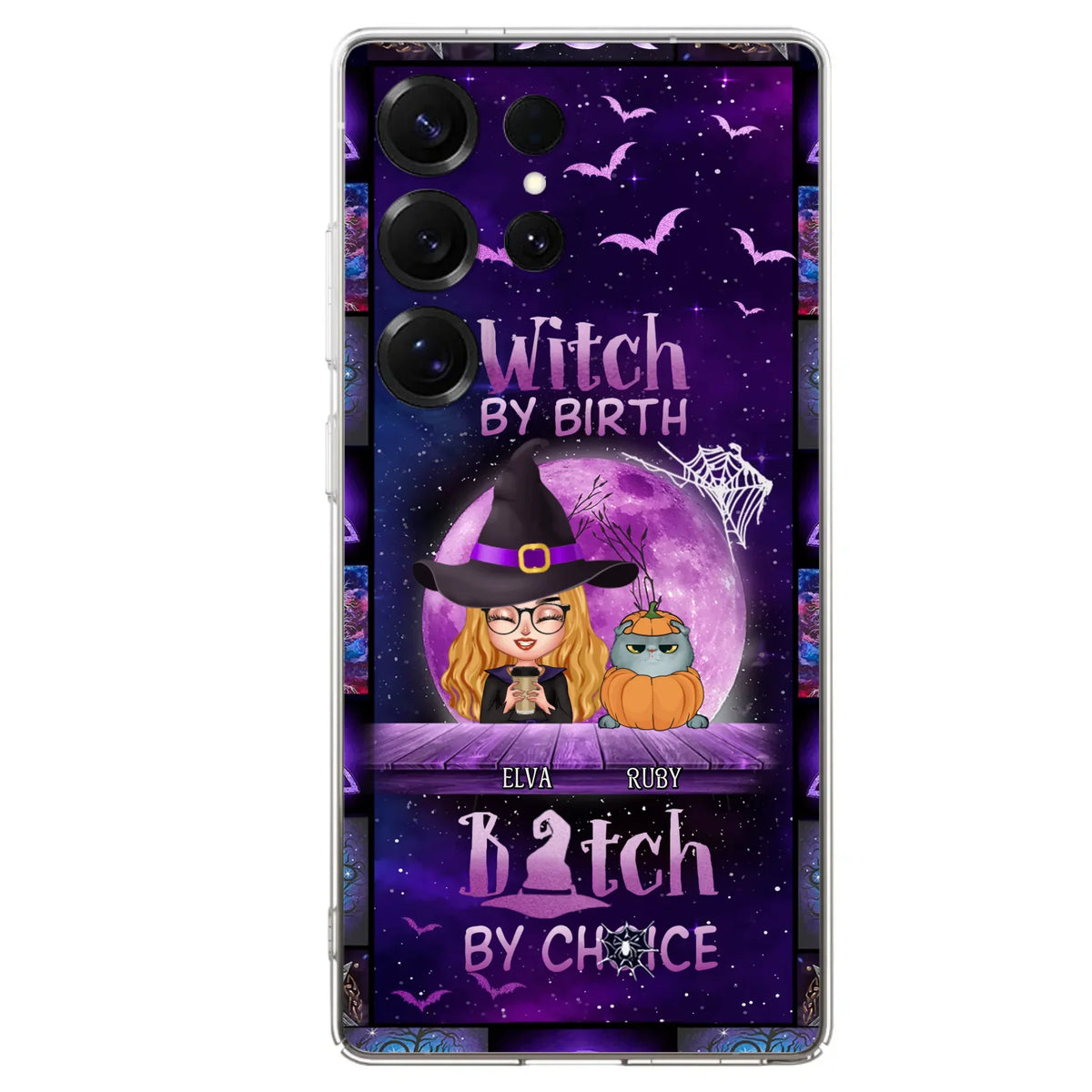 Custom Personalized Witch Phone Case - Gift Idea For Witch/ Dog/ Cat Lover - Upto 5 Pets - Witch By Birth - Case For iPhone/ Samsung