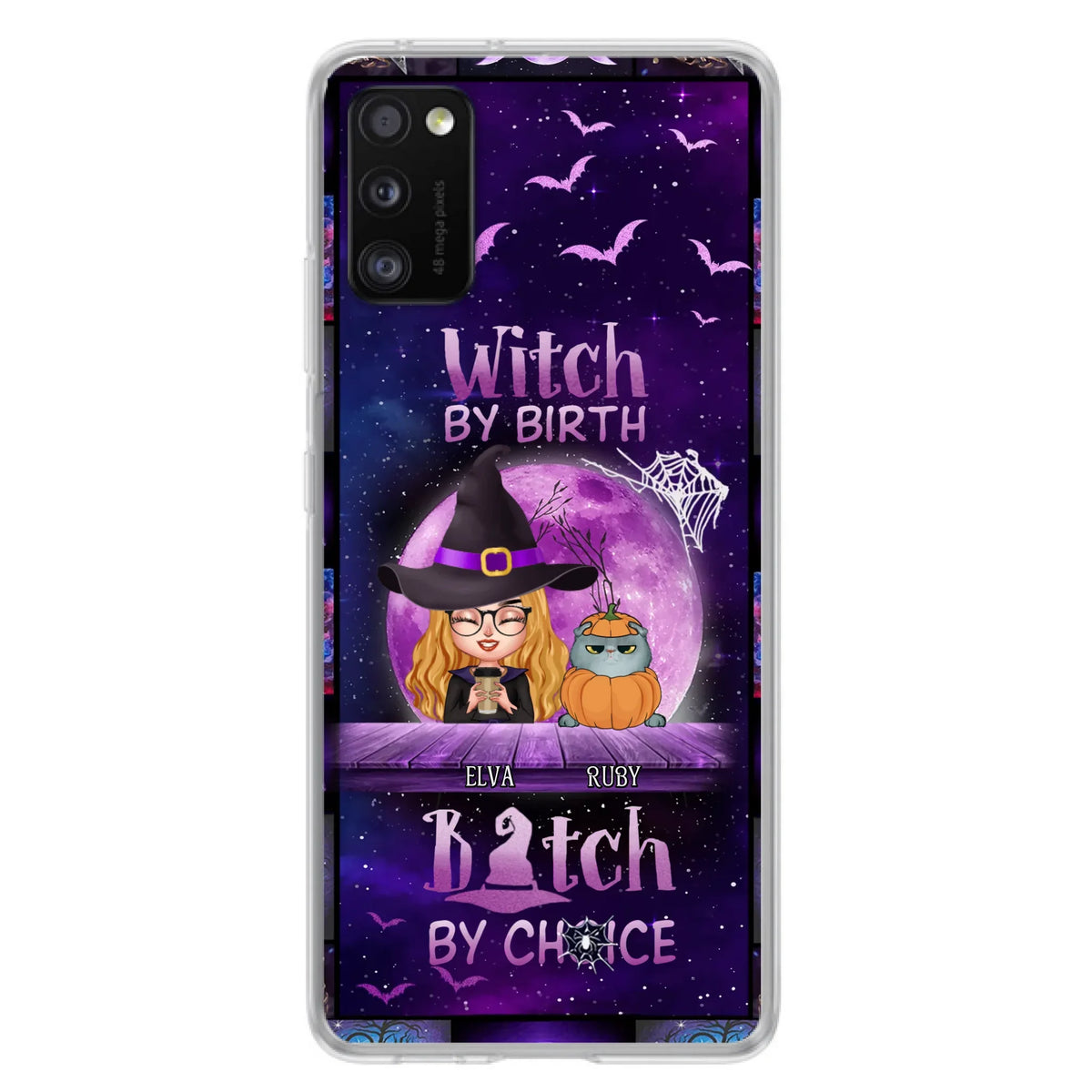 Custom Personalized Witch Phone Case - Gift Idea For Witch/ Dog/ Cat Lover - Upto 5 Pets - Witch By Birth - Case For iPhone/ Samsung