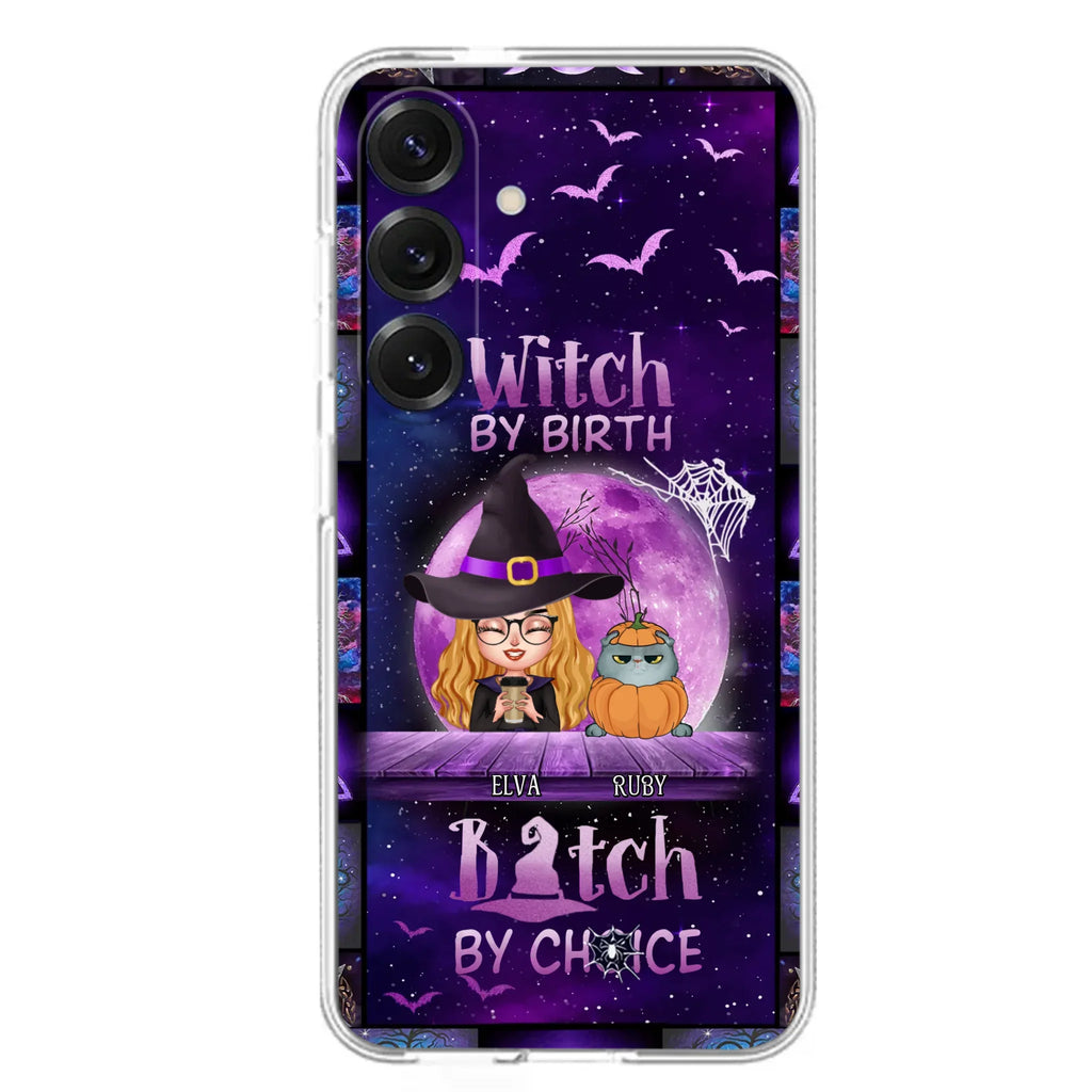 Custom Personalized Witch Phone Case - Gift Idea For Witch/ Dog/ Cat Lover - Upto 5 Pets - Witch By Birth - Case For iPhone/ Samsung