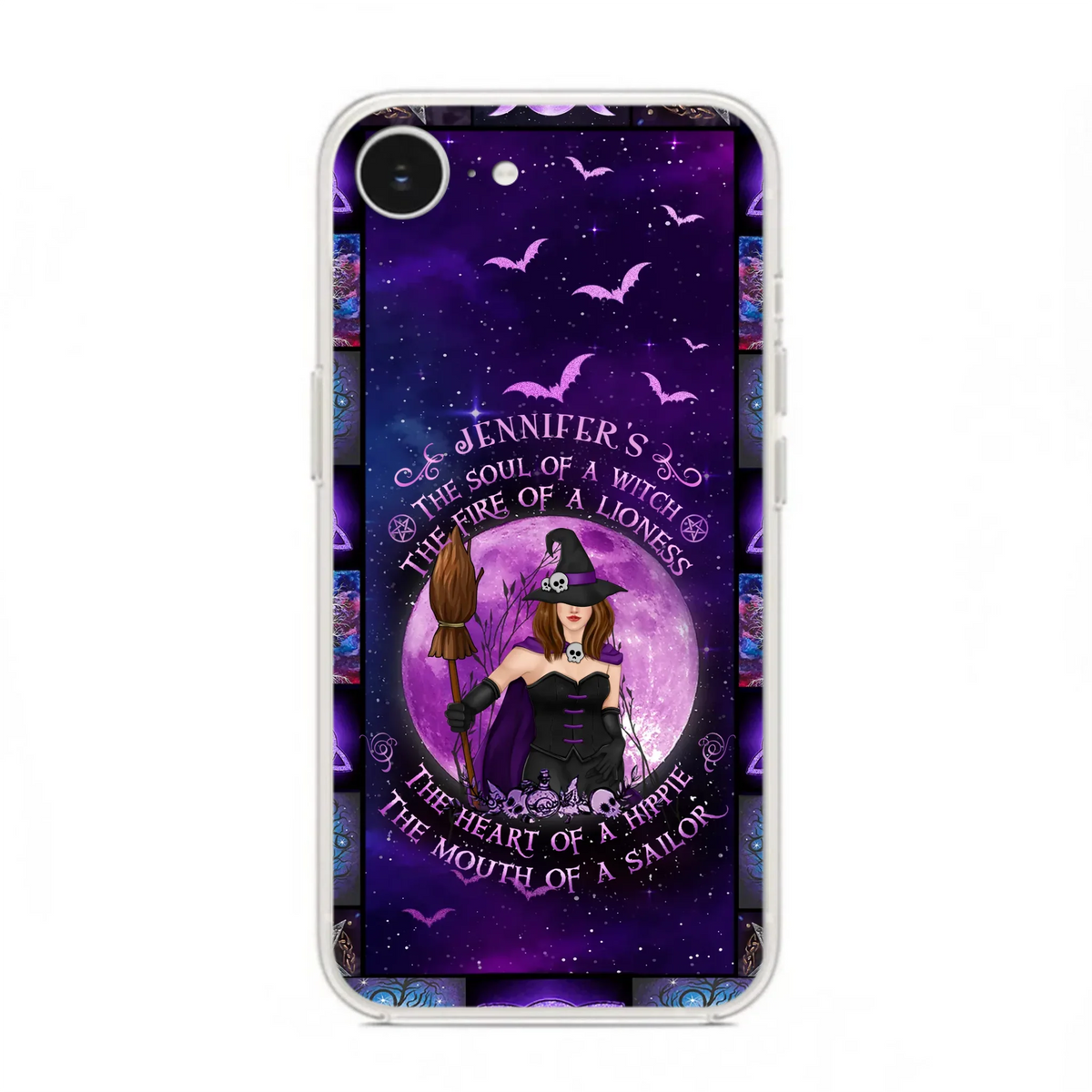 Custom Personalized Witch Purple Phone Case - Halloween Gift Idea - The Soul Of A Witch The Fire Of A Lioness - Case for iPhone/ Samsung