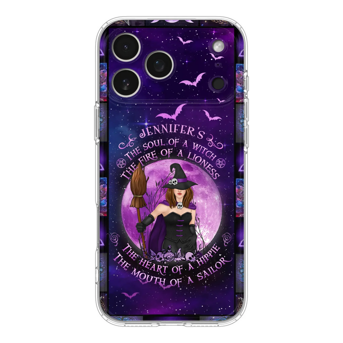 Custom Personalized Witch Purple Phone Case - Halloween Gift Idea - The Soul Of A Witch The Fire Of A Lioness - Case for iPhone/ Samsung