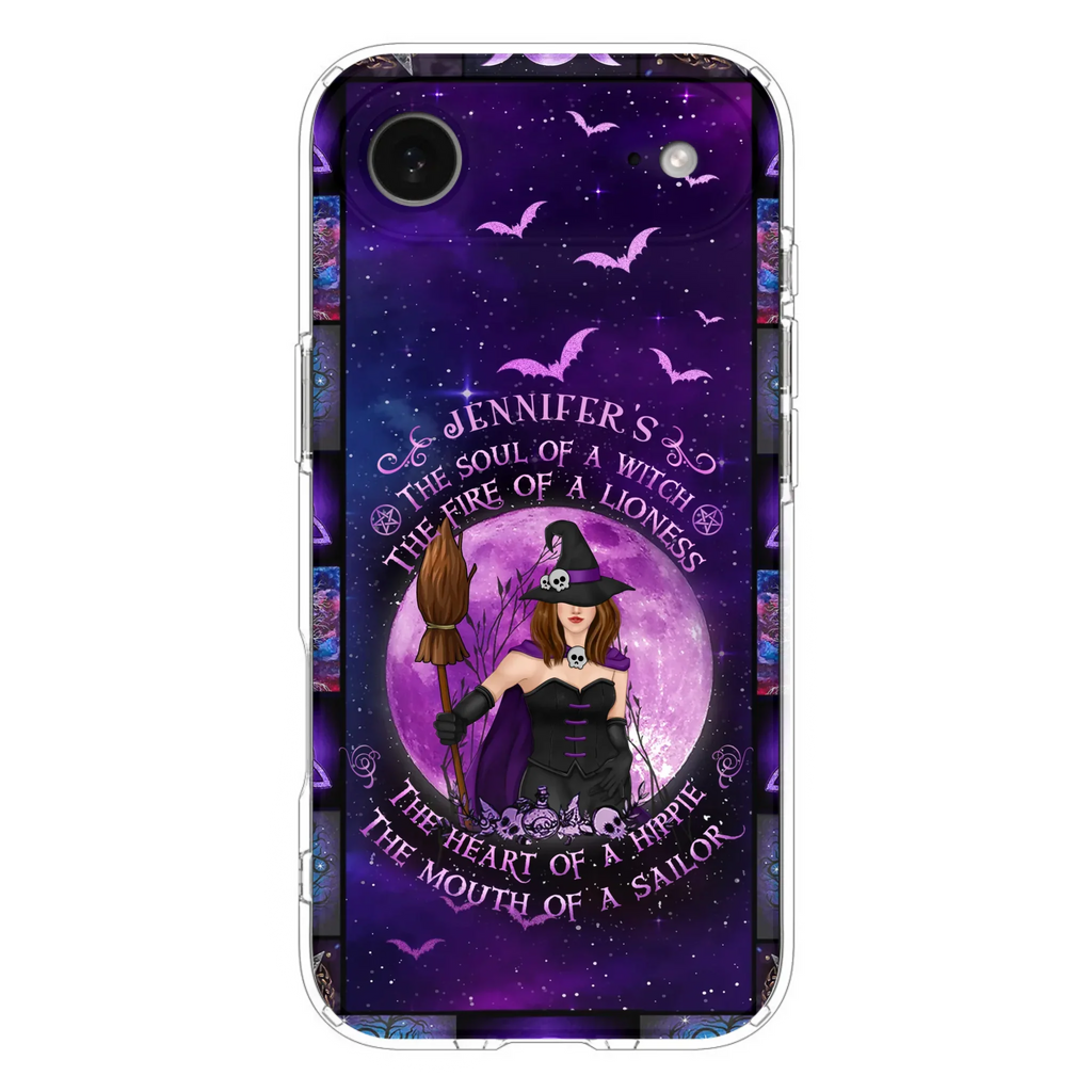 Custom Personalized Witch Purple Phone Case - Halloween Gift Idea - The Soul Of A Witch The Fire Of A Lioness - Case for iPhone/ Samsung