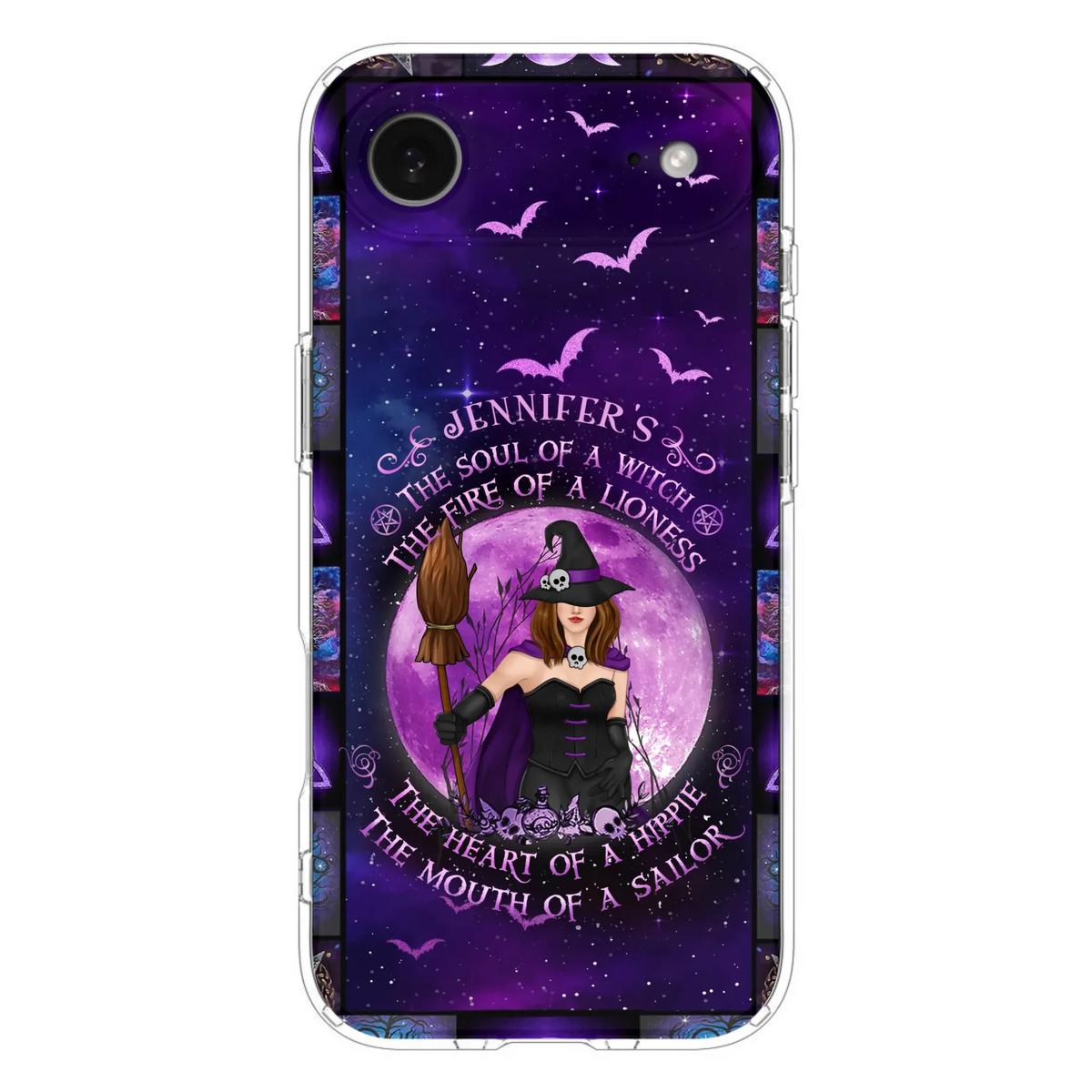 Custom Personalized Witch Purple Phone Case - Halloween Gift Idea - The Soul Of A Witch The Fire Of A Lioness - Case for iPhone/ Samsung