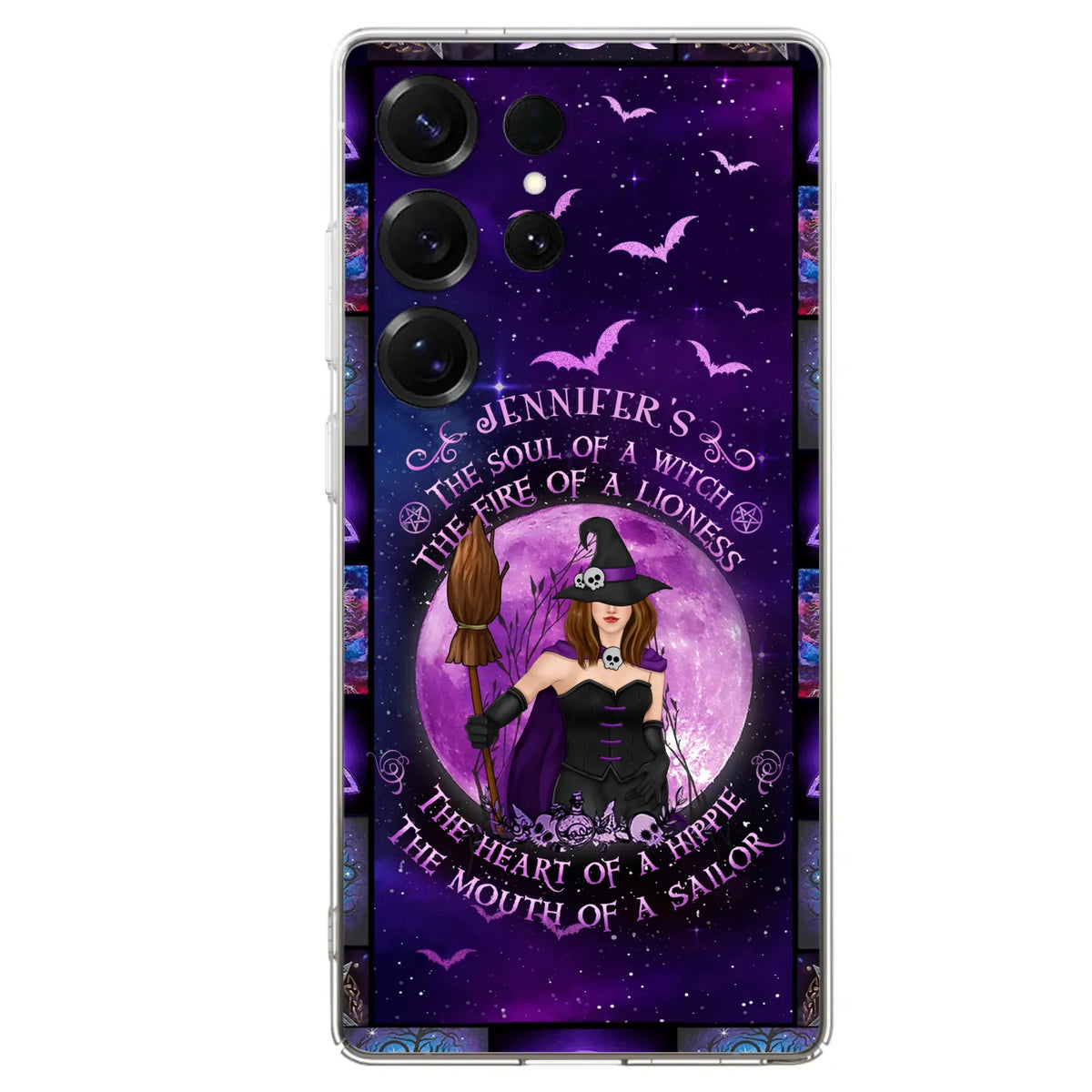 Custom Personalized Witch Purple Phone Case - Halloween Gift Idea - The Soul Of A Witch The Fire Of A Lioness - Case for iPhone/ Samsung