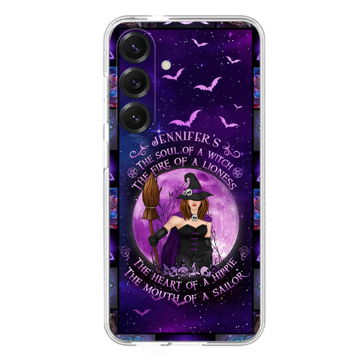 Custom Personalized Witch Purple Phone Case - Halloween Gift Idea - The Soul Of A Witch The Fire Of A Lioness - Case for iPhone/ Samsung