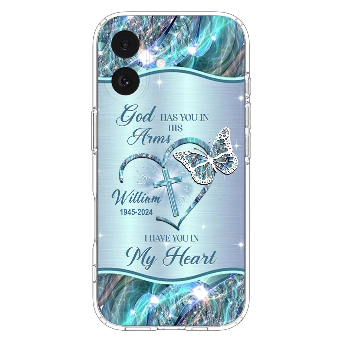 Custom Personalized Memorial Phone Case - Memorial Gift For Family Member - God Has You In His Arms I Have You In My Heart - Case For iPhone/ Samsung