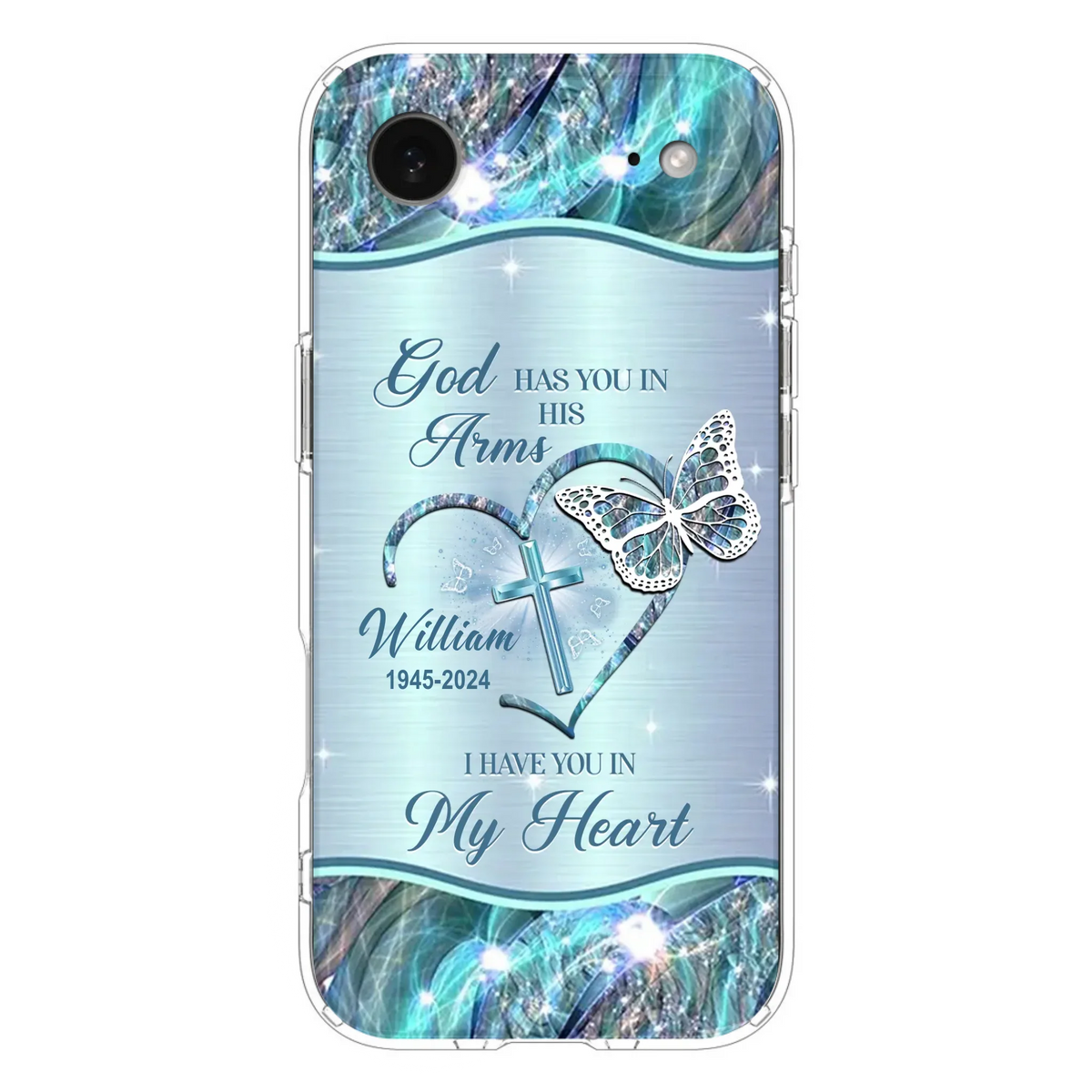 Custom Personalized Memorial Phone Case - Memorial Gift For Family Member - God Has You In His Arms I Have You In My Heart - Case For iPhone/ Samsung