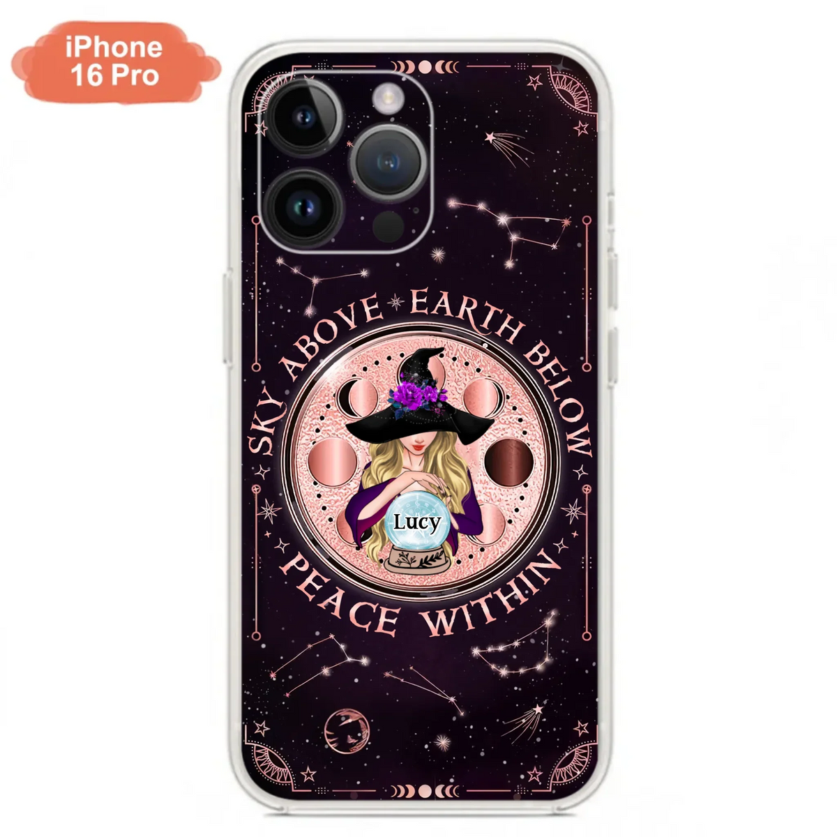 Custom Personalized Witch Phone Case - Gift Idea For Witch Lover - Sky Above Earth Below Peace Within - Case for iPhone/ Samsung