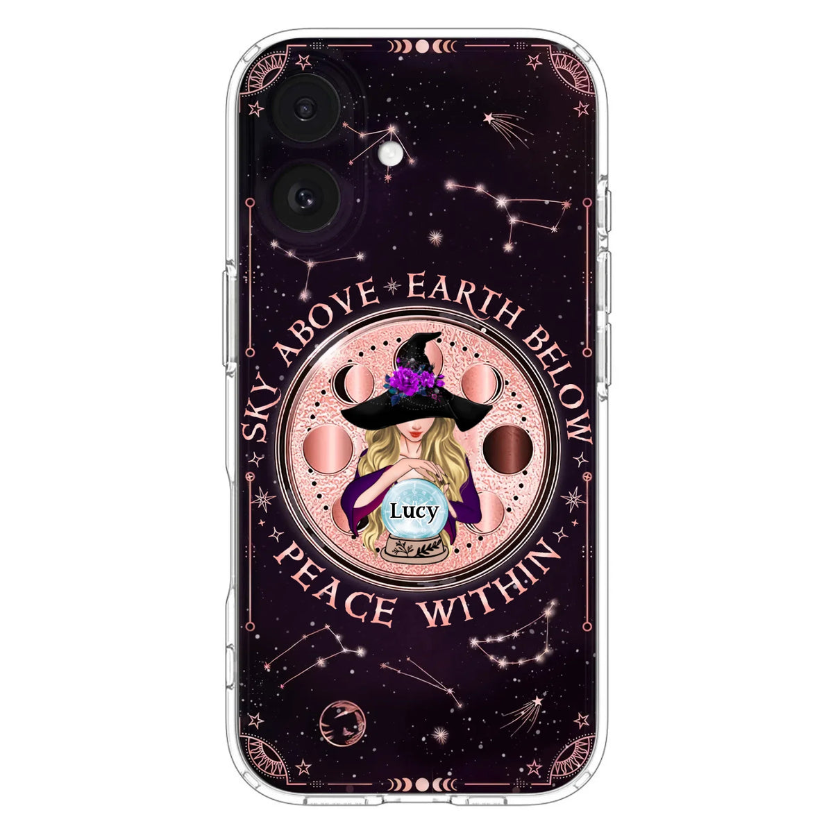 Custom Personalized Witch Phone Case - Gift Idea For Witch Lover - Sky Above Earth Below Peace Within - Case for iPhone/ Samsung