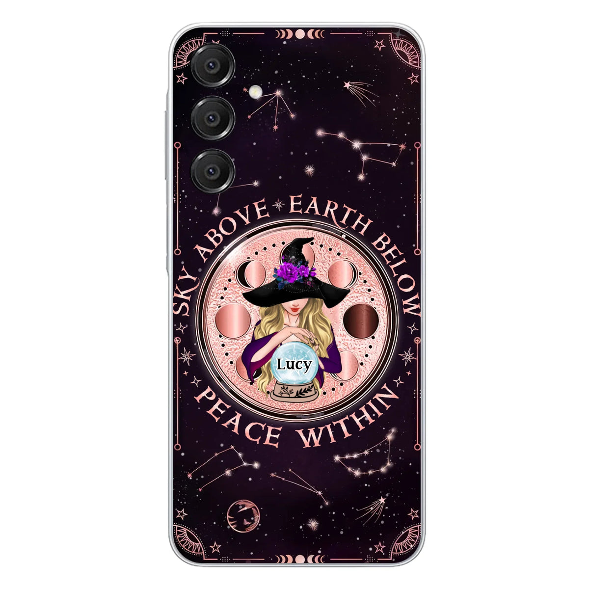 Custom Personalized Witch Phone Case - Gift Idea For Witch Lover - Sky Above Earth Below Peace Within - Case for iPhone/ Samsung