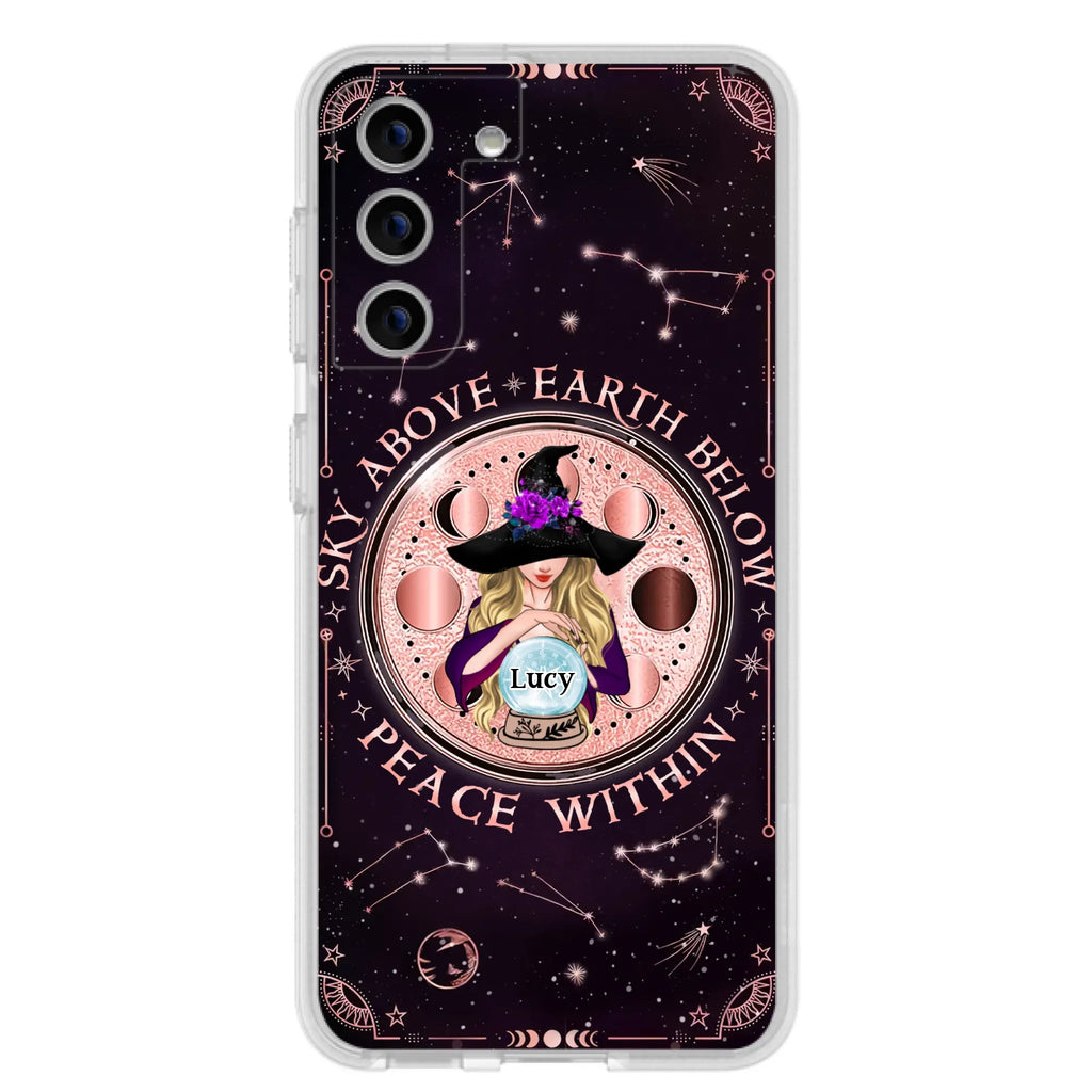 Custom Personalized Witch Phone Case - Gift Idea For Witch Lover - Sky Above Earth Below Peace Within - Case for iPhone/ Samsung