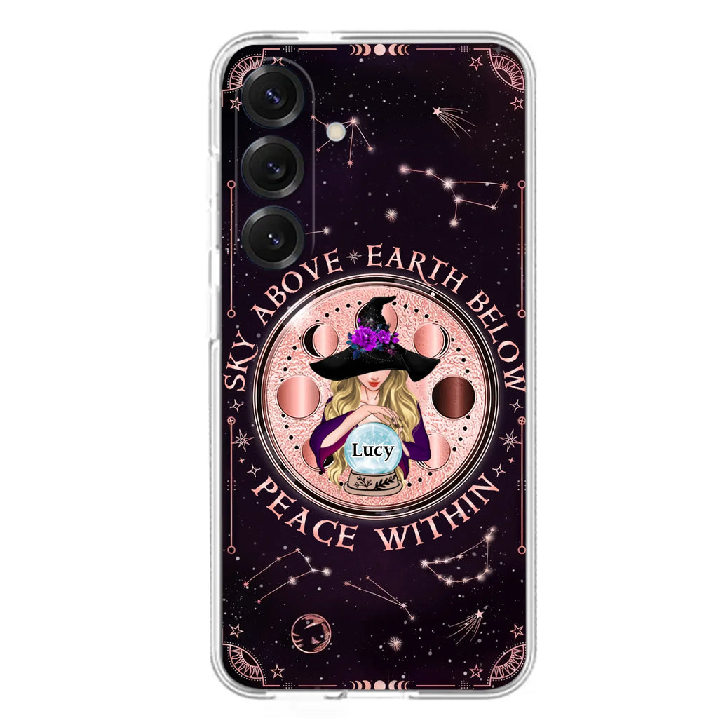 Custom Personalized Witch Phone Case - Gift Idea For Witch Lover - Sky Above Earth Below Peace Within - Case for iPhone/ Samsung