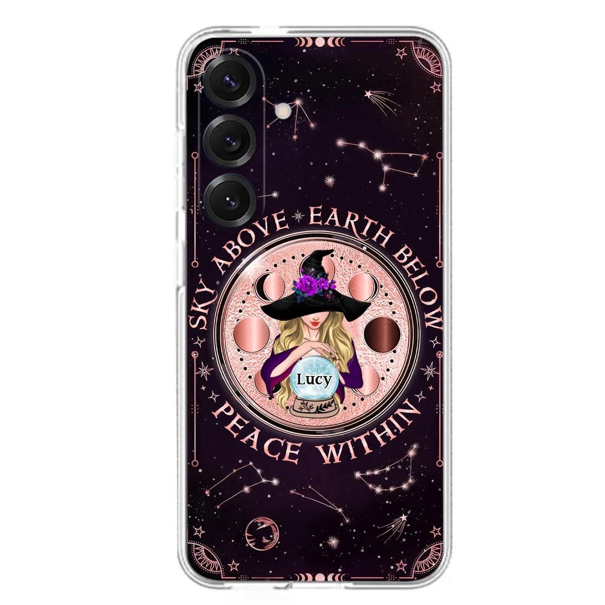 Custom Personalized Witch Phone Case - Gift Idea For Witch Lover - Sky Above Earth Below Peace Within - Case for iPhone/ Samsung