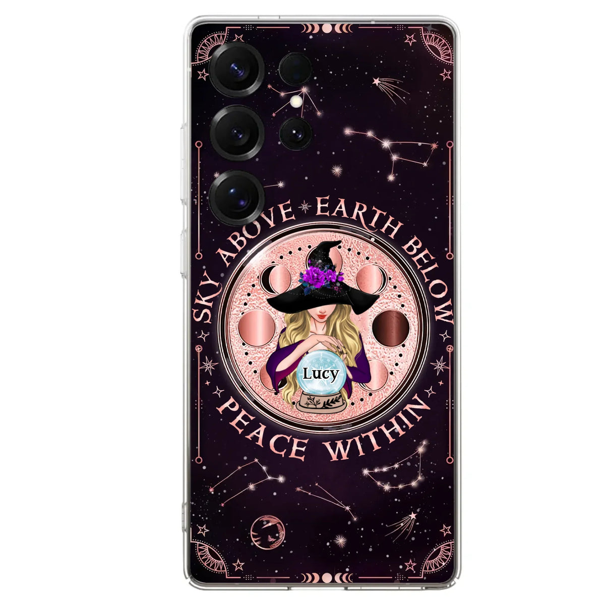 Custom Personalized Witch Phone Case - Gift Idea For Witch Lover - Sky Above Earth Below Peace Within - Case for iPhone/ Samsung