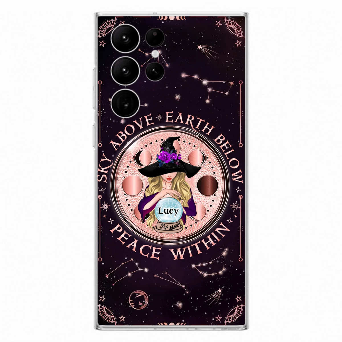 Custom Personalized Witch Phone Case - Gift Idea For Witch Lover - Sky Above Earth Below Peace Within - Case for iPhone/ Samsung