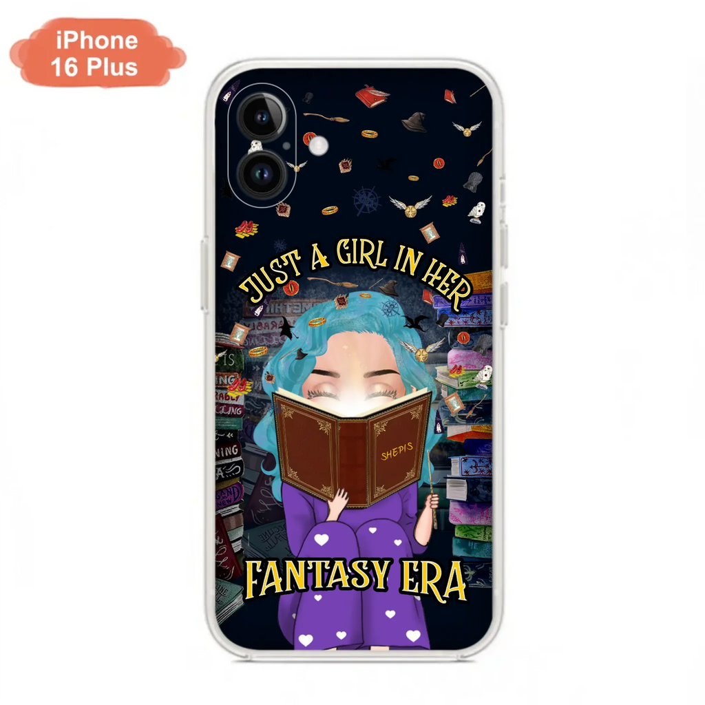 Custom Personalized Reading Book Phone Case - Gift Idea For Book Lovers - Just A Girl In Her Fantasy Era - Case For iPhone/ Samsung