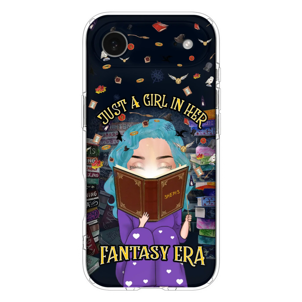 Custom Personalized Reading Book Phone Case - Gift Idea For Book Lovers - Just A Girl In Her Fantasy Era - Case For iPhone/ Samsung