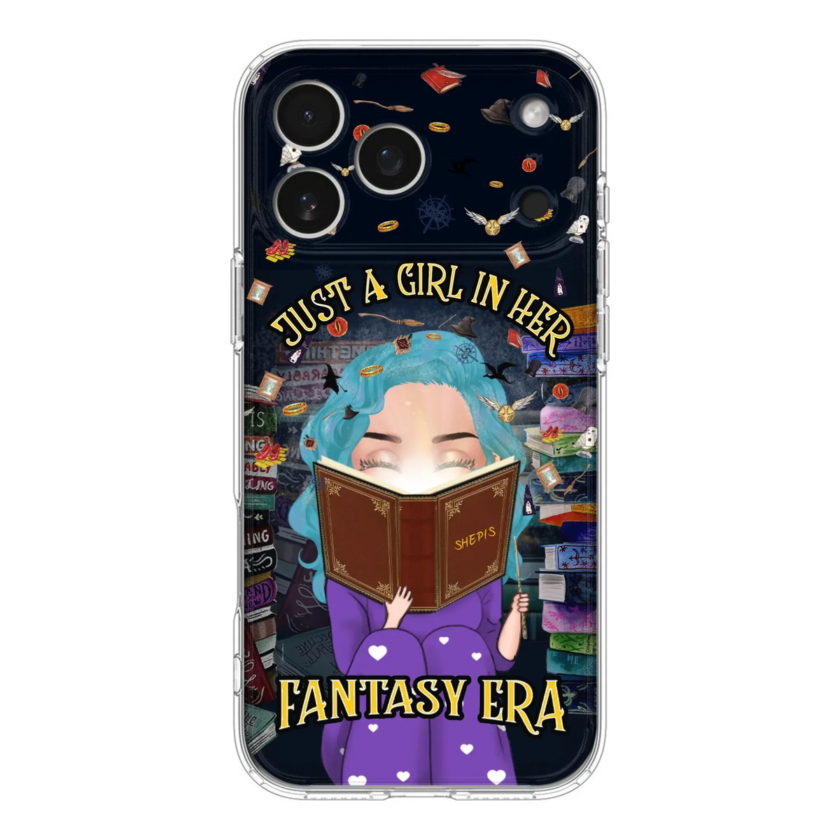 Custom Personalized Reading Book Phone Case - Gift Idea For Book Lovers - Just A Girl In Her Fantasy Era - Case For iPhone/ Samsung