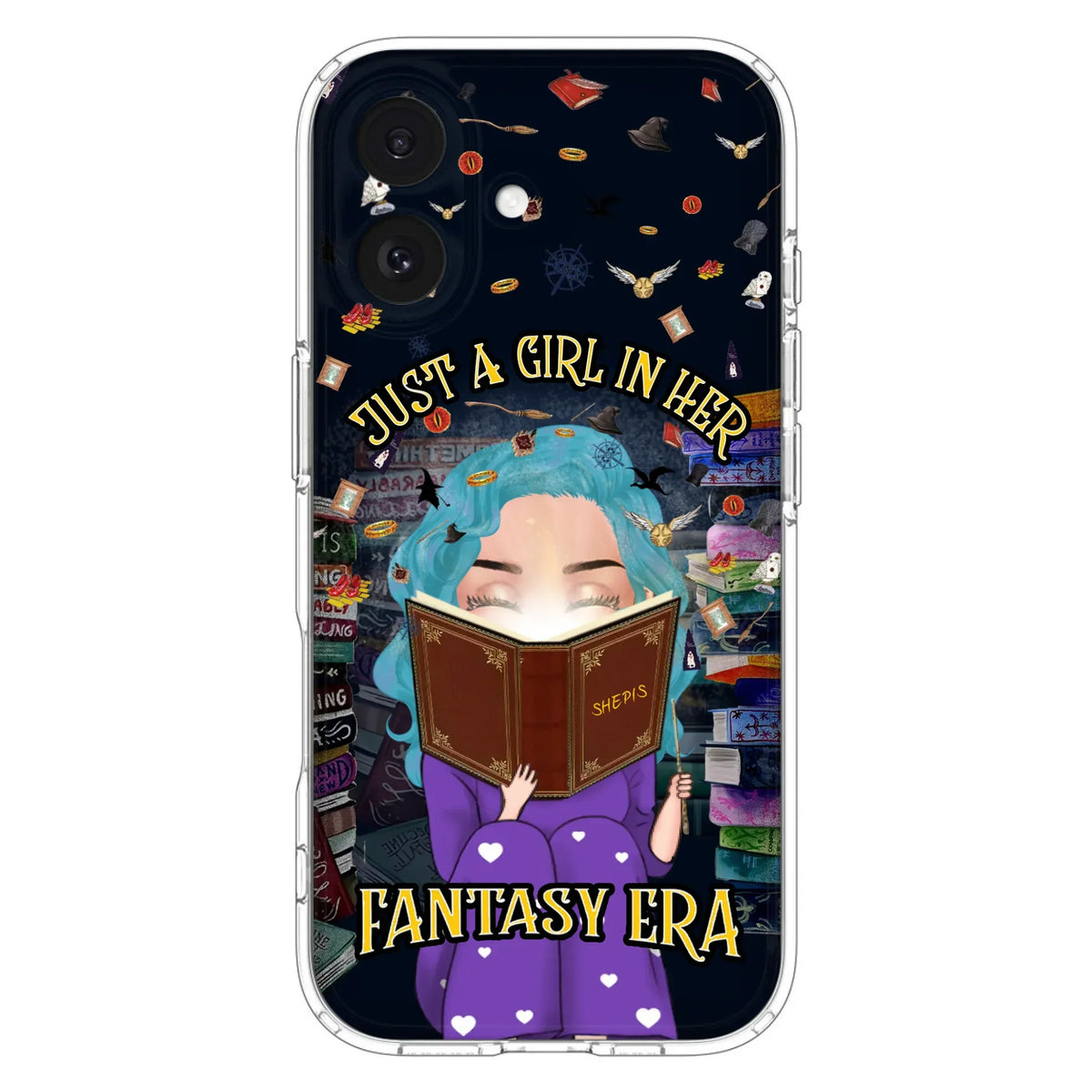 Custom Personalized Reading Book Phone Case - Gift Idea For Book Lovers - Just A Girl In Her Fantasy Era - Case For iPhone/ Samsung