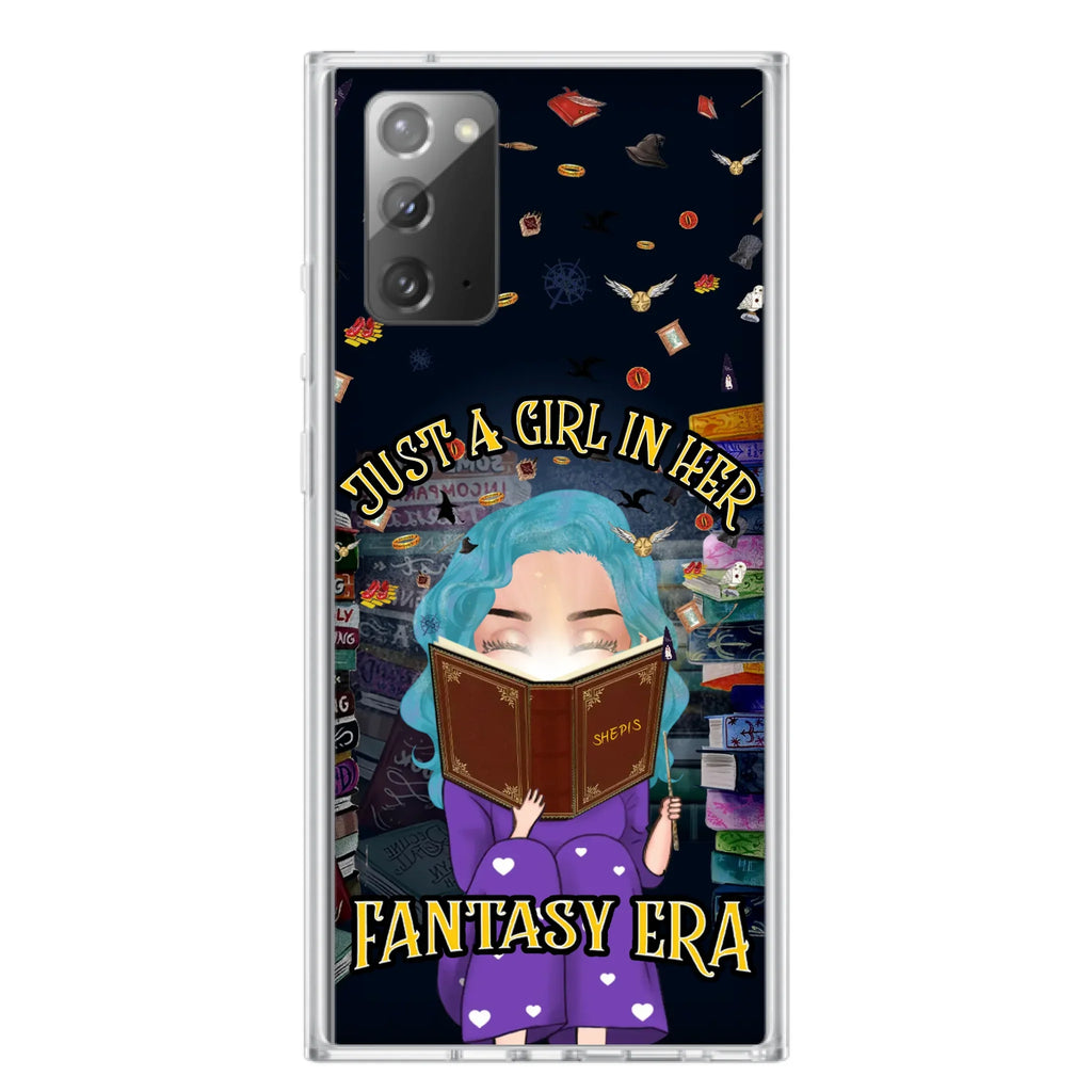 Custom Personalized Reading Book Phone Case - Gift Idea For Book Lovers - Just A Girl In Her Fantasy Era - Case For iPhone/ Samsung