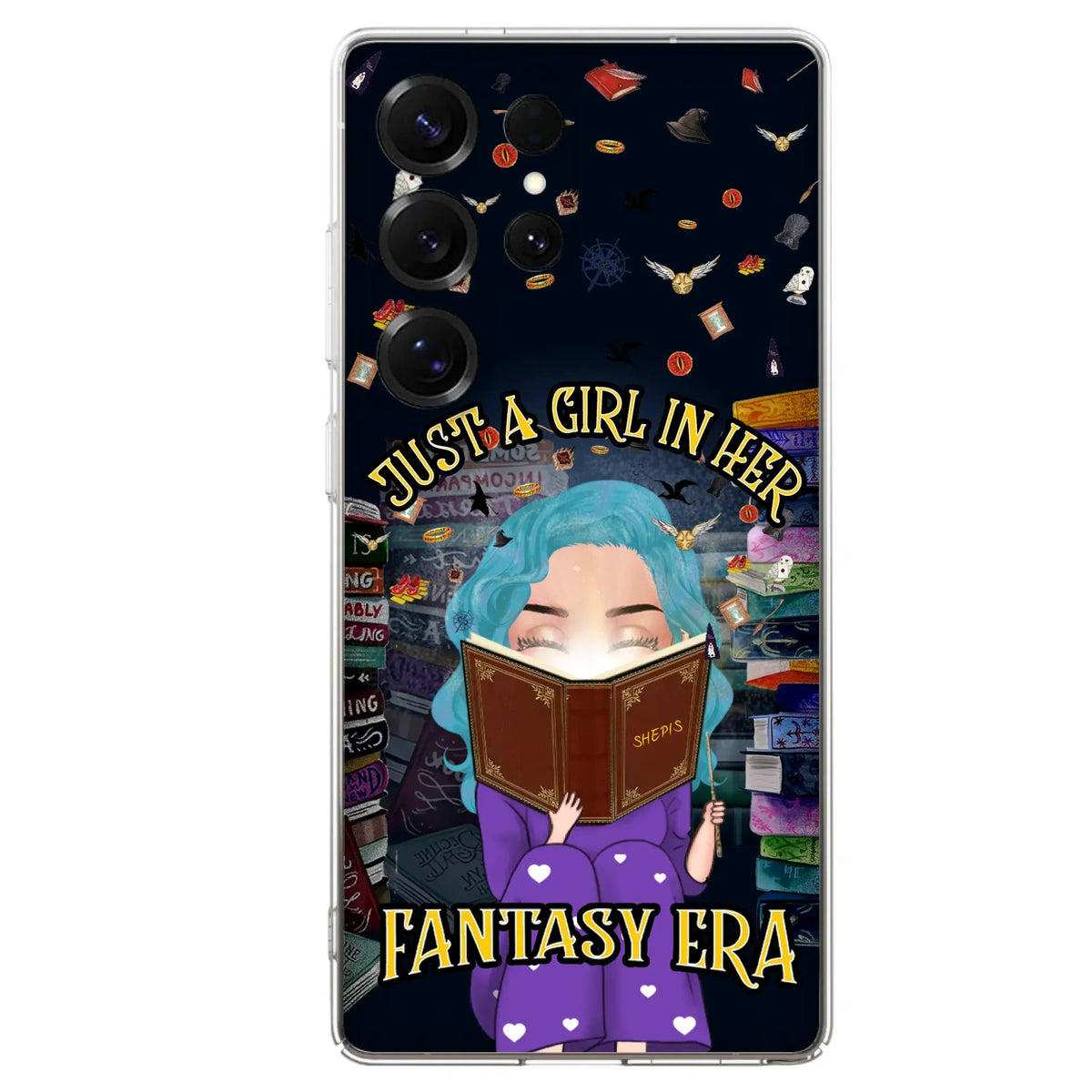 Custom Personalized Reading Book Phone Case - Gift Idea For Book Lovers - Just A Girl In Her Fantasy Era - Case For iPhone/ Samsung