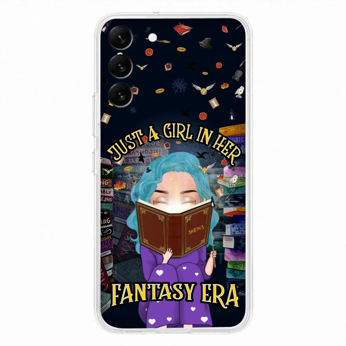 Custom Personalized Reading Book Phone Case - Gift Idea For Book Lovers - Just A Girl In Her Fantasy Era - Case For iPhone/ Samsung