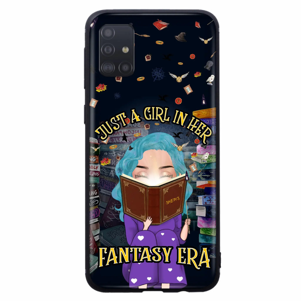 Custom Personalized Reading Book Phone Case - Gift Idea For Book Lovers - Just A Girl In Her Fantasy Era - Case For iPhone/ Samsung