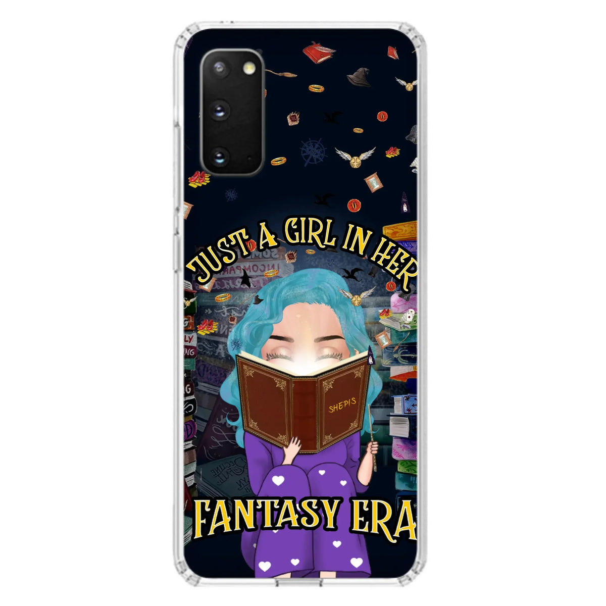 Custom Personalized Reading Book Phone Case - Gift Idea For Book Lovers - Just A Girl In Her Fantasy Era - Case For iPhone/ Samsung