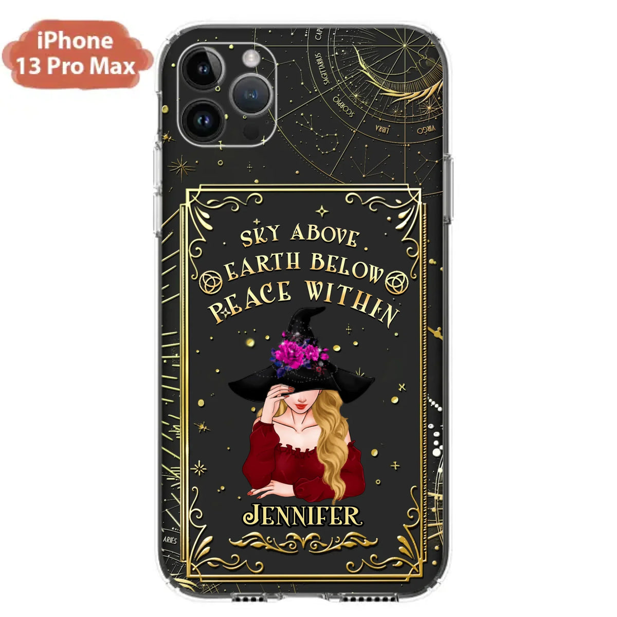 Custom Personalized Witch Tarrot Card Phone Case - Gift Idea For Witch/ Tarrot Lover - Sky Above Earth Below Peace Within - Case For iPhone/ Samsung