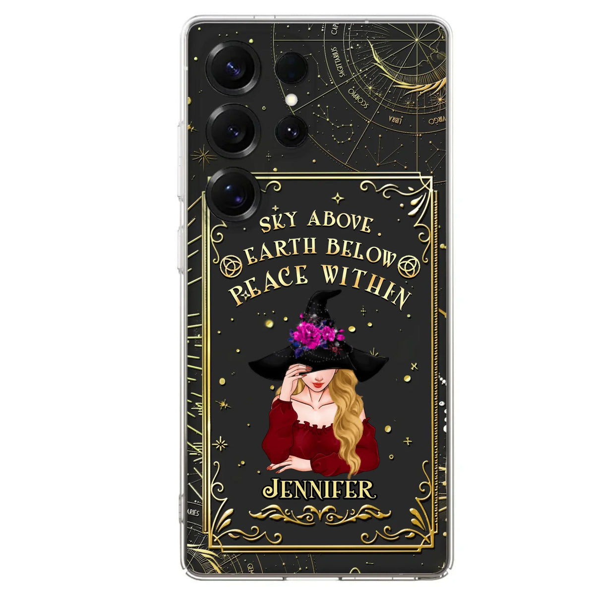 Custom Personalized Witch Tarrot Card Phone Case - Gift Idea For Witch/ Tarrot Lover - Sky Above Earth Below Peace Within - Case For iPhone/ Samsung