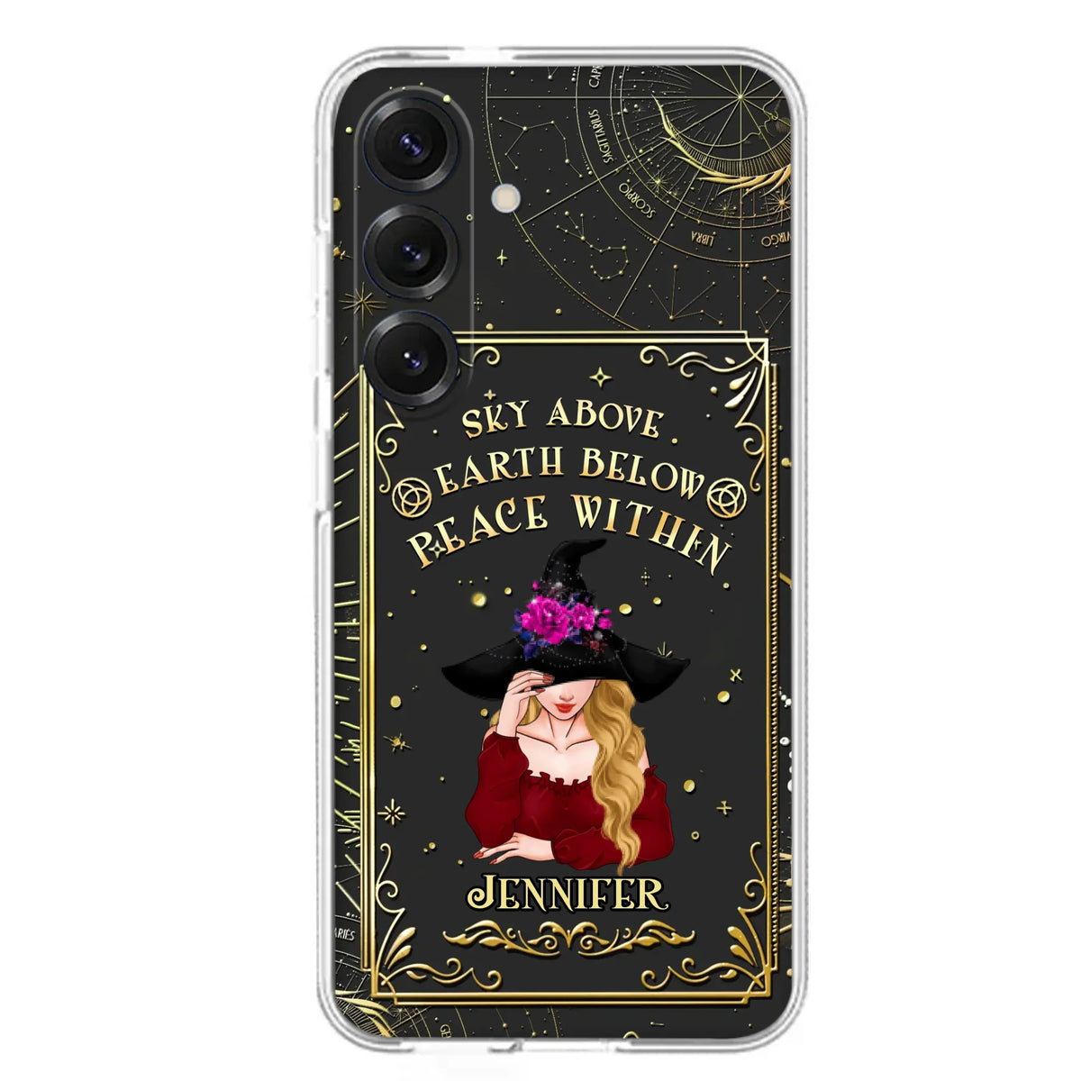 Custom Personalized Witch Tarrot Card Phone Case - Gift Idea For Witch/ Tarrot Lover - Sky Above Earth Below Peace Within - Case For iPhone/ Samsung