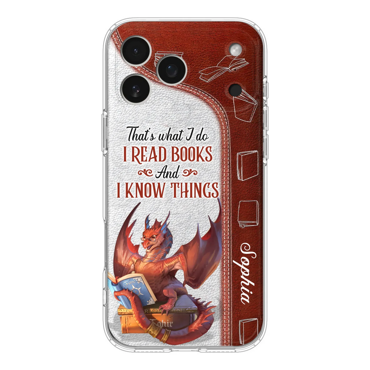 Custom Personalized Red Book Dragon Phone Case - Gift Idea For Book Lovers - That's What I Do I Read Books And I Know Things - Case For iPhone/ Samsung