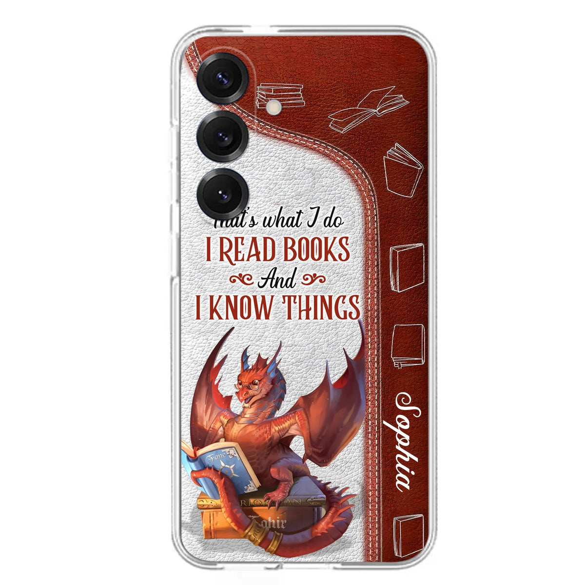 Custom Personalized Red Book Dragon Phone Case - Gift Idea For Book Lovers - That's What I Do I Read Books And I Know Things - Case For iPhone/ Samsung