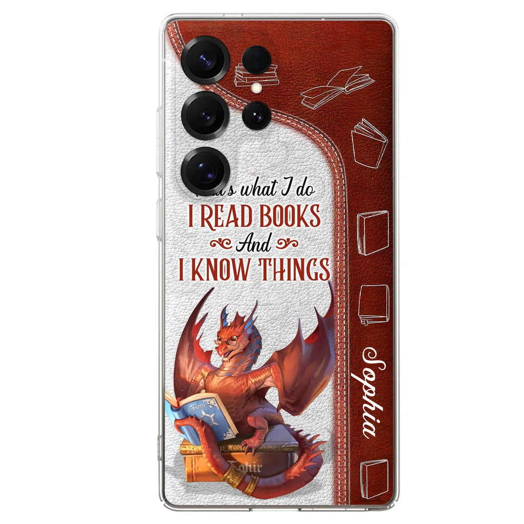 Custom Personalized Red Book Dragon Phone Case - Gift Idea For Book Lovers - That's What I Do I Read Books And I Know Things - Case For iPhone/ Samsung
