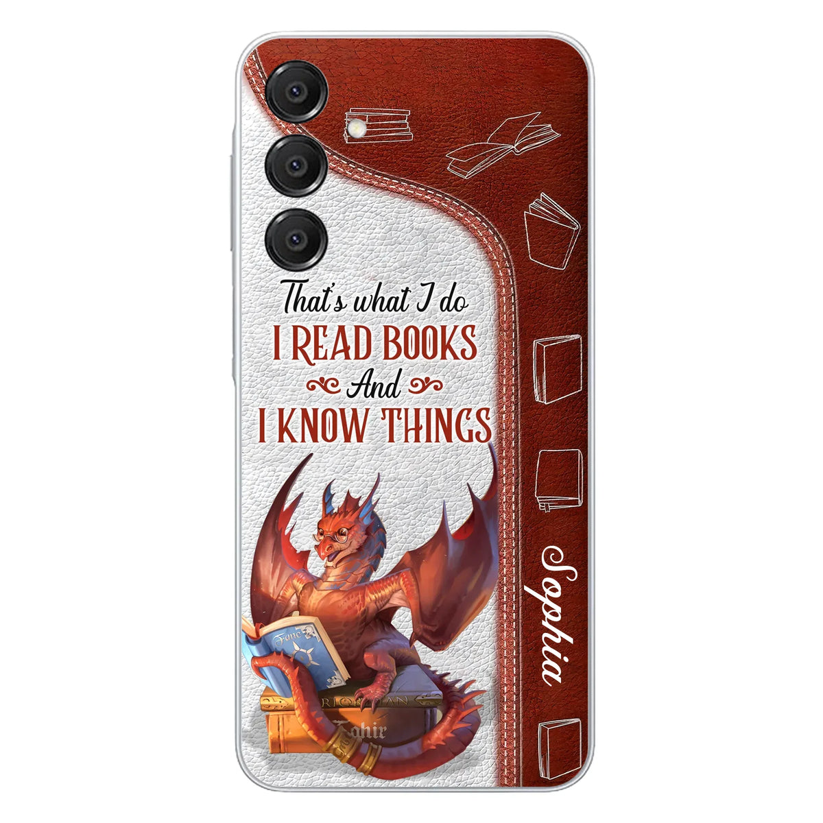 Custom Personalized Red Book Dragon Phone Case - Gift Idea For Book Lovers - That's What I Do I Read Books And I Know Things - Case For iPhone/ Samsung