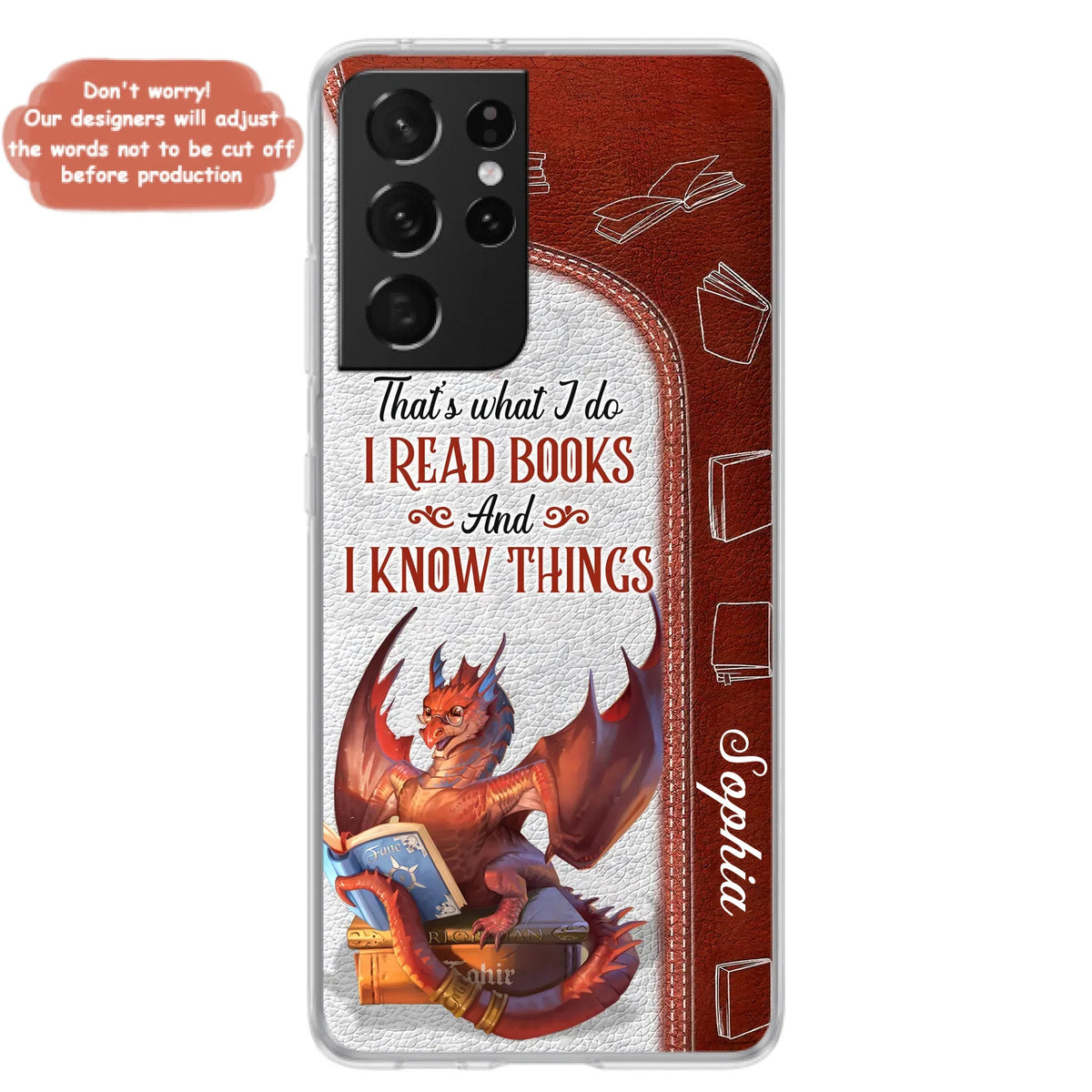 Custom Personalized Red Book Dragon Phone Case - Gift Idea For Book Lovers - That's What I Do I Read Books And I Know Things - Case For iPhone/ Samsung