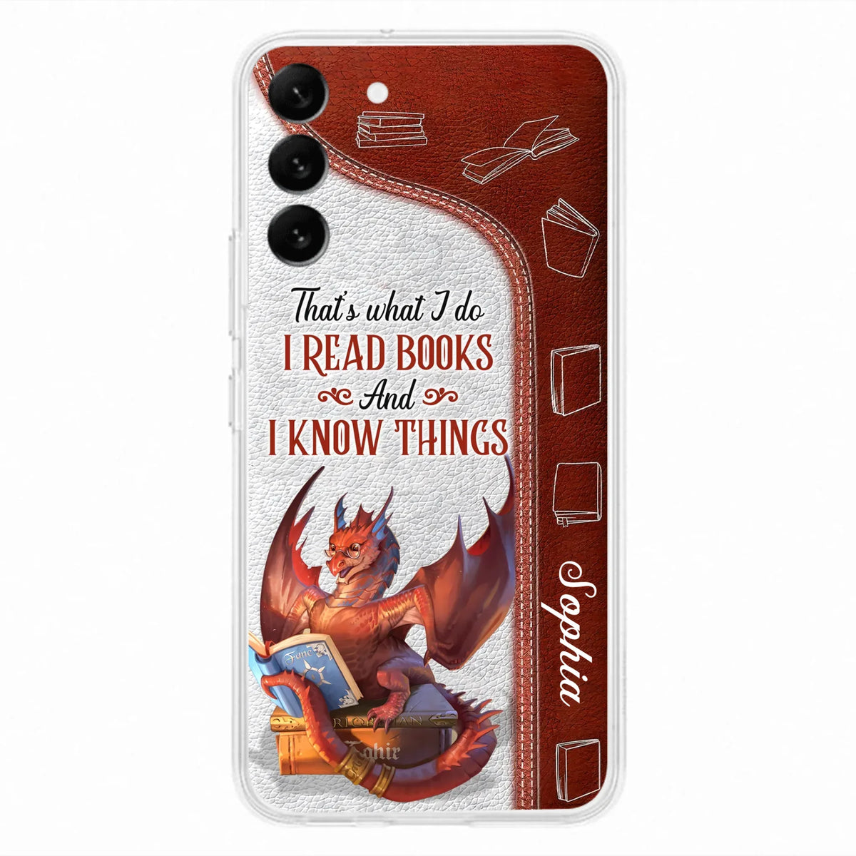Custom Personalized Red Book Dragon Phone Case - Gift Idea For Book Lovers - That's What I Do I Read Books And I Know Things - Case For iPhone/ Samsung